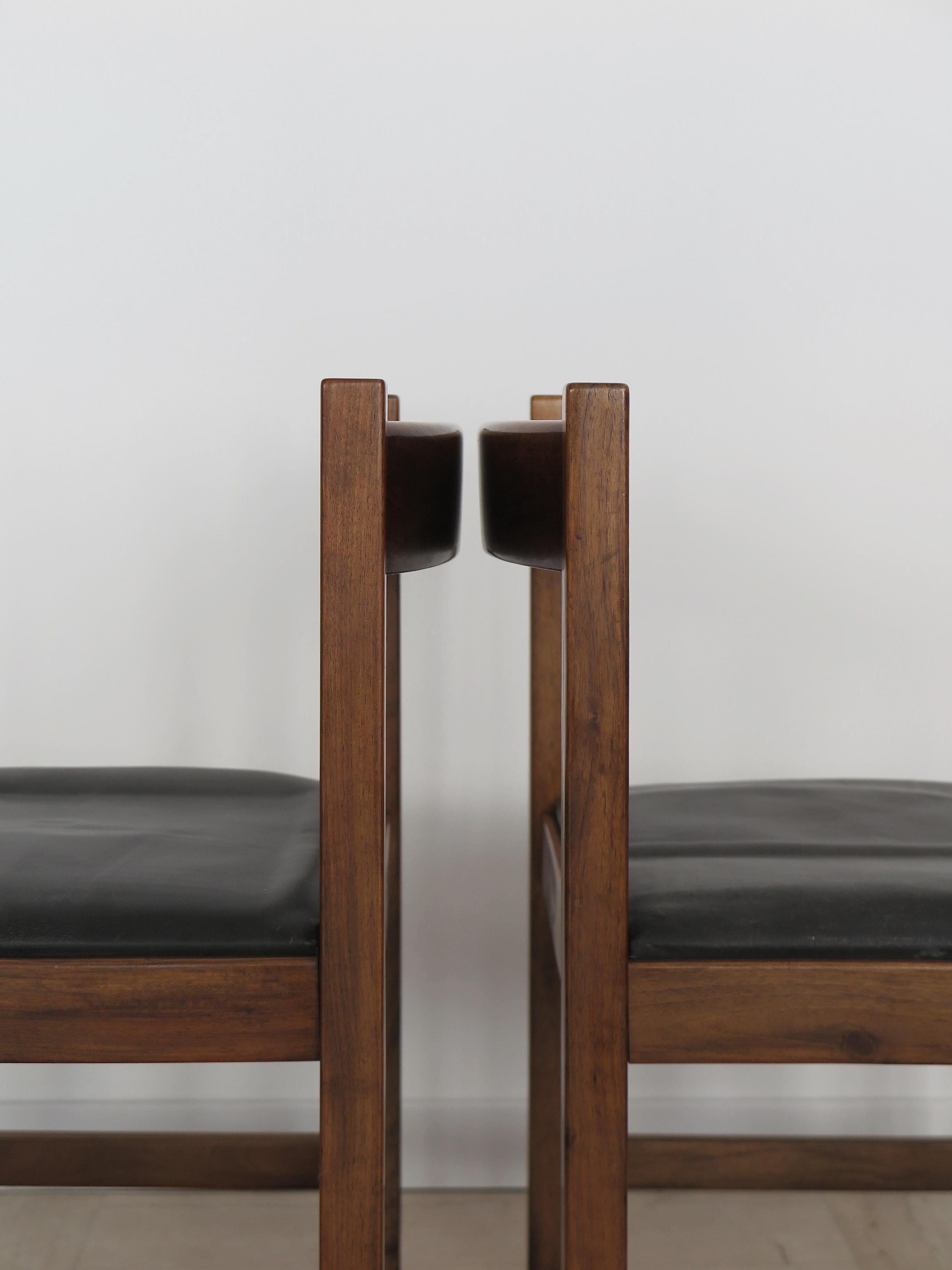 G. Michelucci for Poltronova Italian Midcentury Wood Leather Dining Chairs 1960s in vendita 1