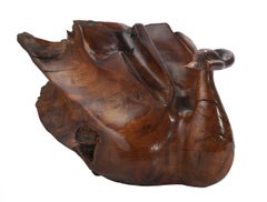 Swan (Large Free-Form Carved Polished Hardwood Sculpture, 30 in., 38 lbs.)
