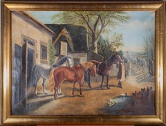 Antique G. Mitchell - 1888 Oil, The Farmyard