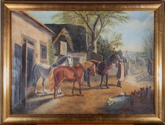 Ölgemälde „The Farmyard“ von G. Mitchell, 1888