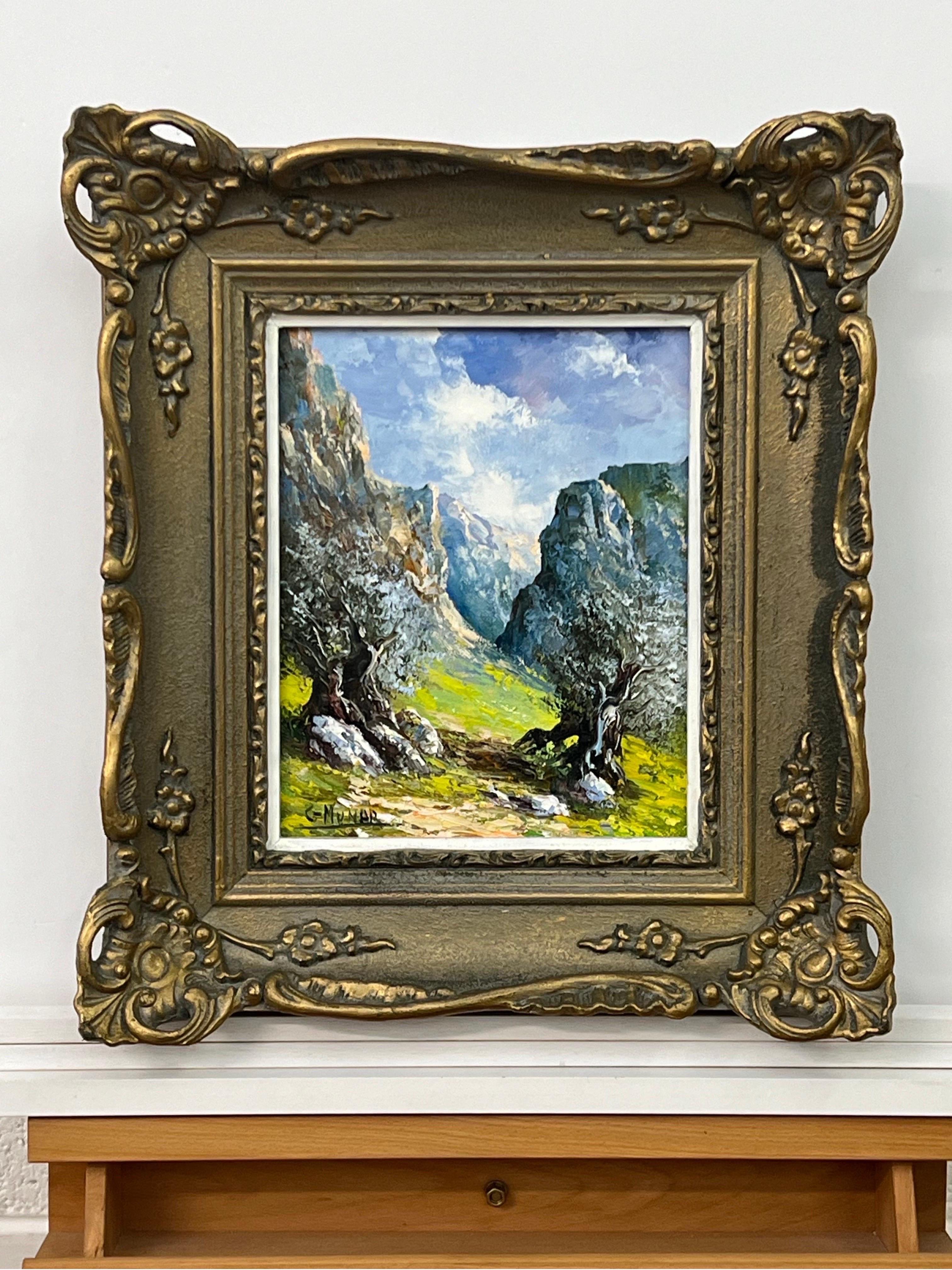Les montagnes d'Espagne, huile originale colorée de l'artiste d'école espagnole du 20e siècle - Impressionnisme abstrait Painting par G Munar