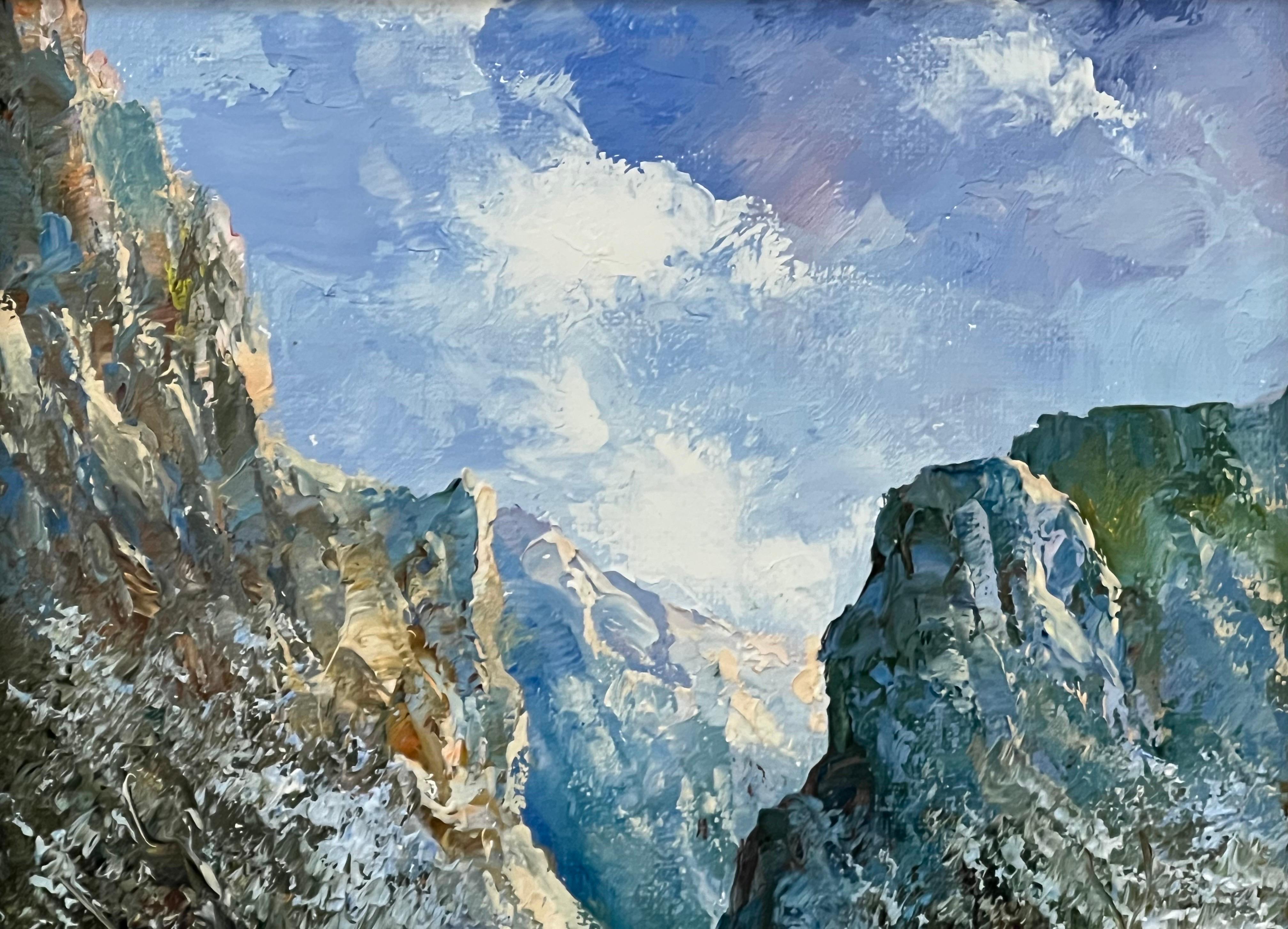 Les montagnes d'Espagne, huile originale colorée de l'artiste d'école espagnole du 20e siècle en vente 2