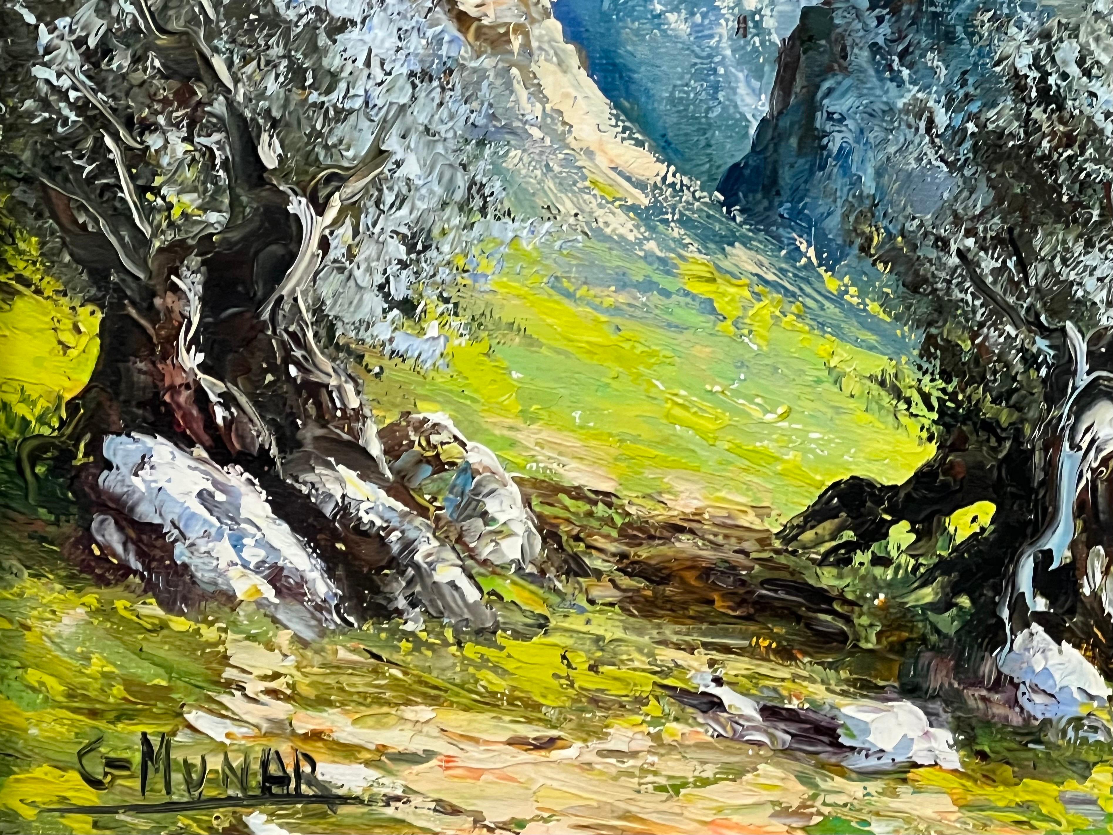 Les montagnes d'Espagne, huile originale colorée de l'artiste d'école espagnole du 20e siècle en vente 3