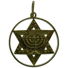 G. Nardi Italy 18 Karat Yellow Gold Star of David Pendant Charm Retro and Rare