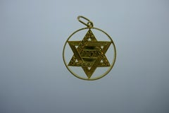 G. Nardi Italy 18 Karat Yellow Gold Star of David Pendant Charm Vintage and Rare