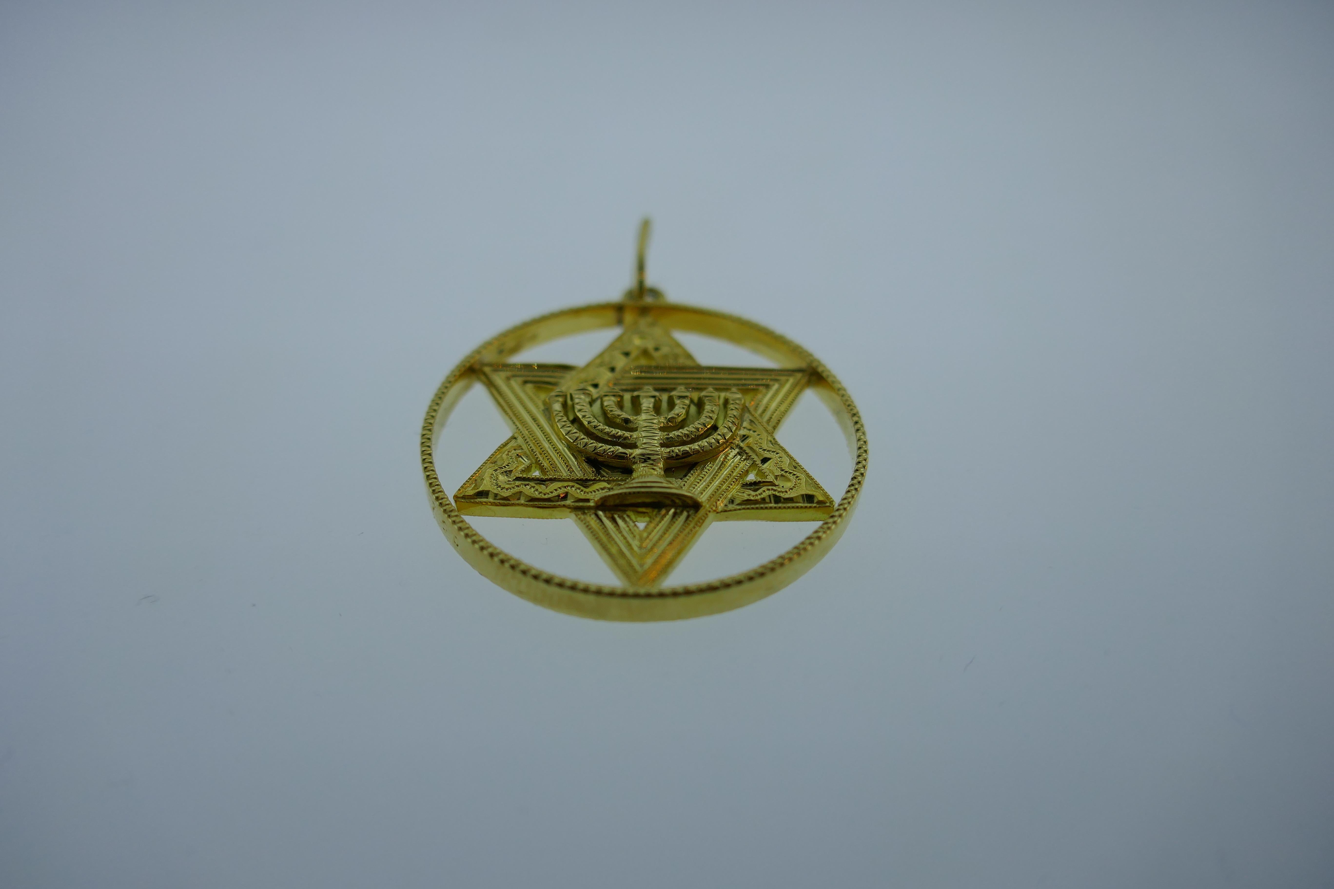 G. Nardi Italy 18 Karat Yellow Gold Star of David Pendant Charm Vintage and Rare 2