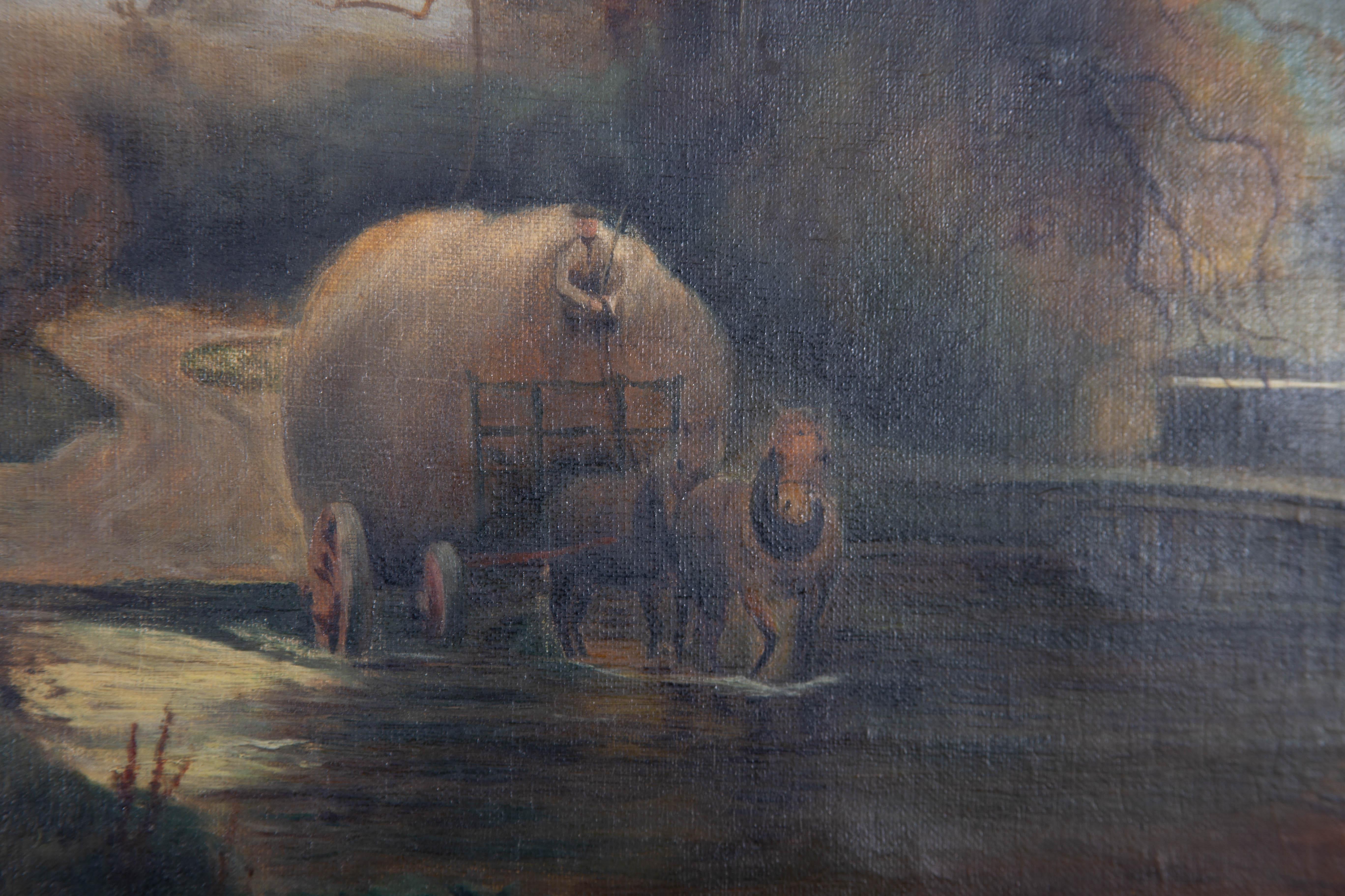 G. Nicholson - 1916 Oil, River Scene with Hay Wagon For Sale 3