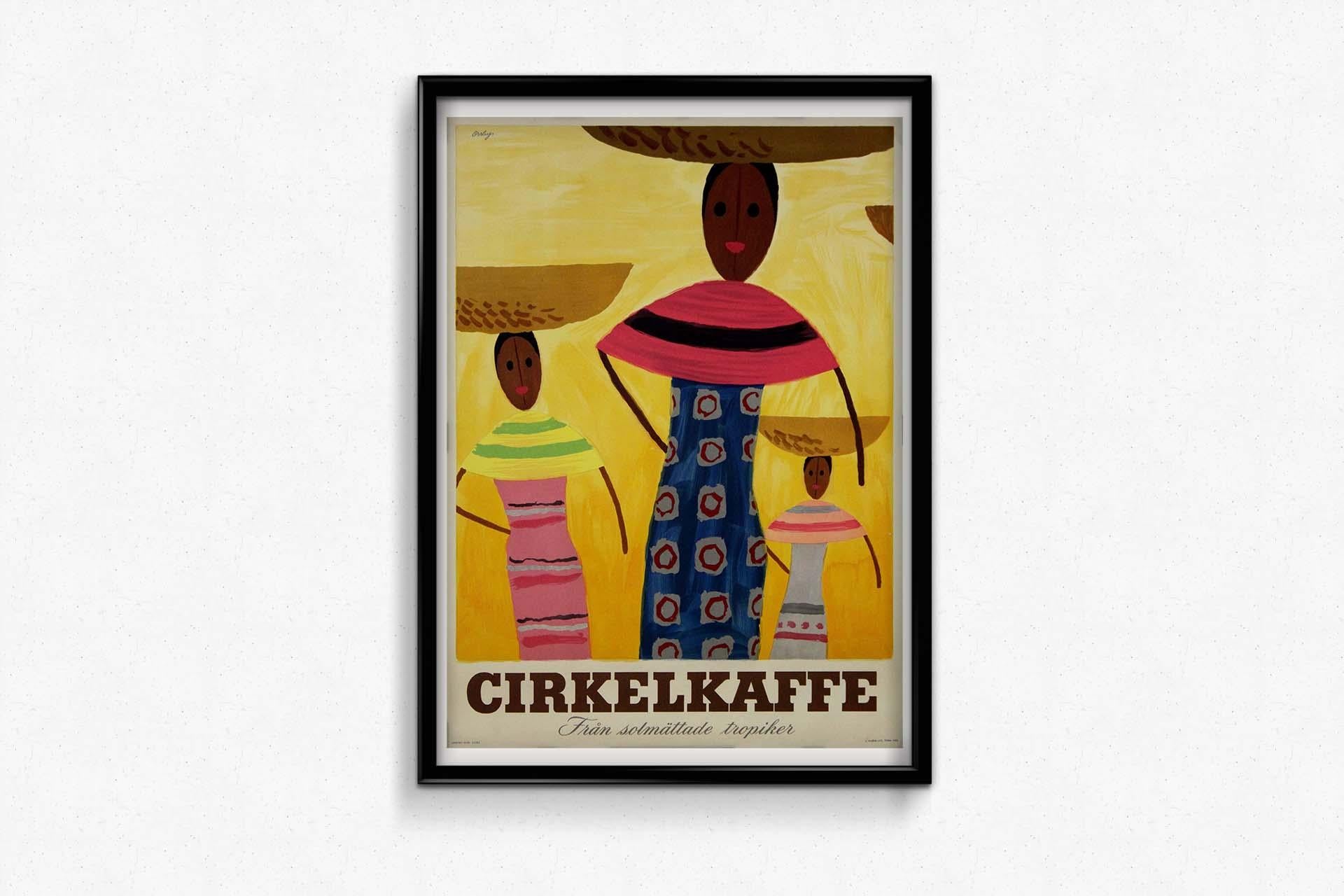 Affiche publicitaire originale pour Cirkelkaffe, conçue par G. Orrby en 1950 en vente 1