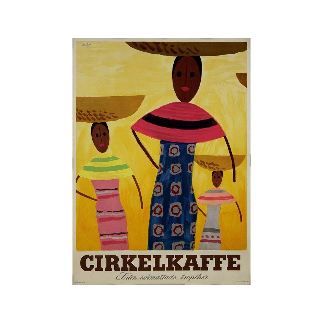 Affiche publicitaire originale pour Cirkelkaffe, conçue par G. Orrby en 1950 en vente 3