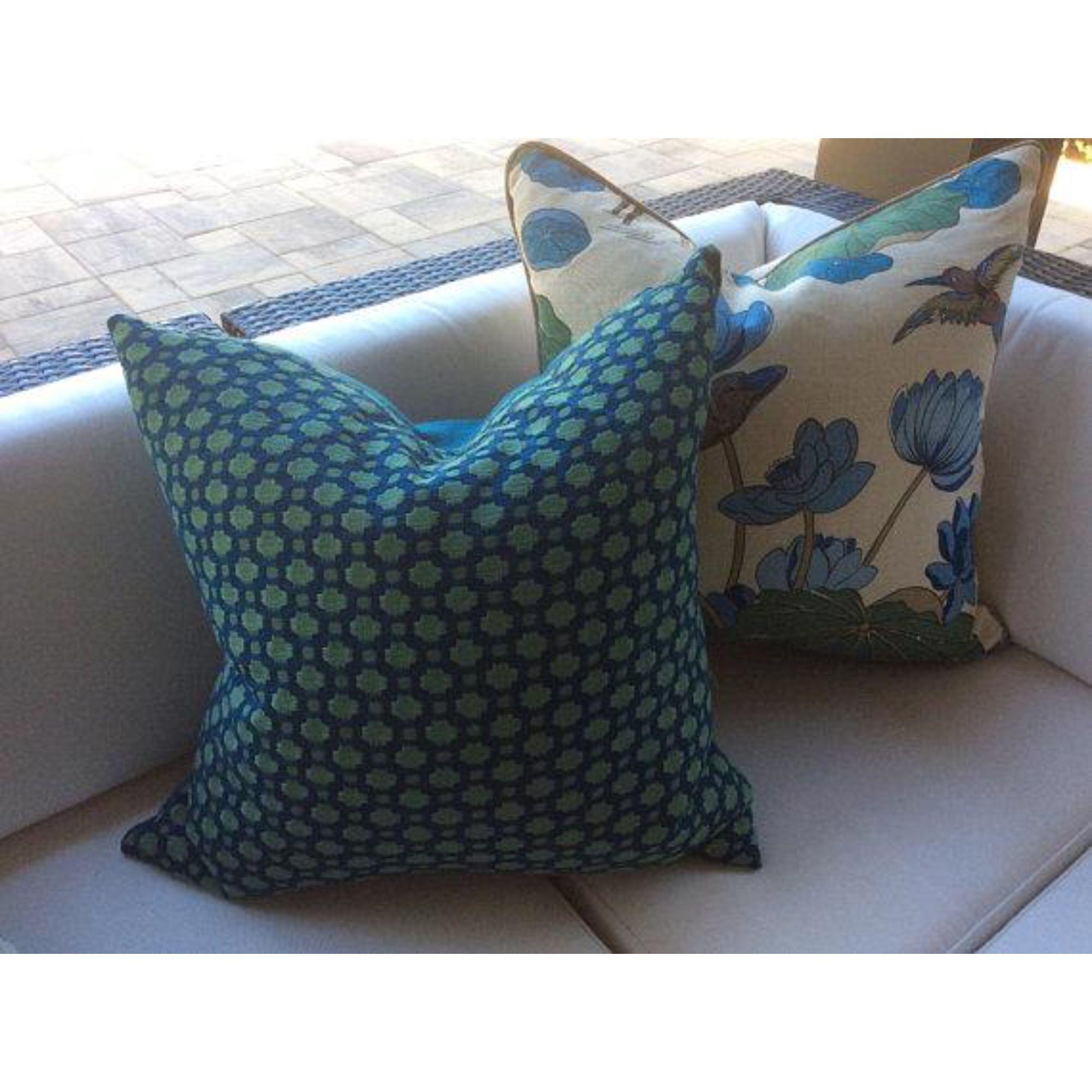 American G. P. And J Baker “Nympheus” Aqua Pillows - a Pair For Sale