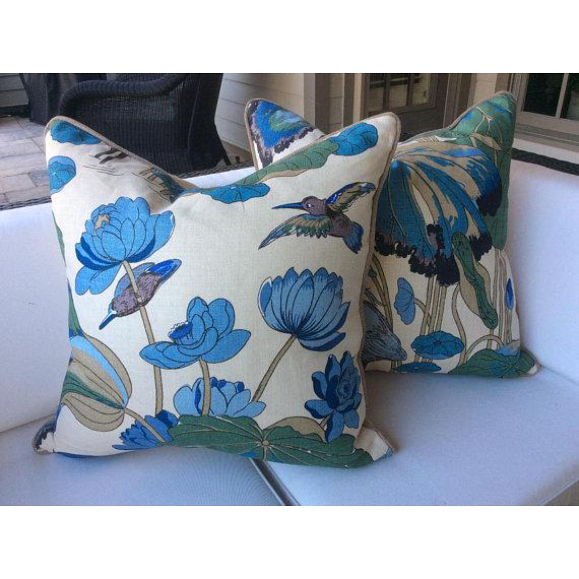 Contemporary G. P. And J Baker “Nympheus” Aqua Pillows - a Pair For Sale