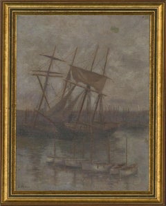 Vintage G. Pares - Early 20th Century Oil, Ships at Harbour