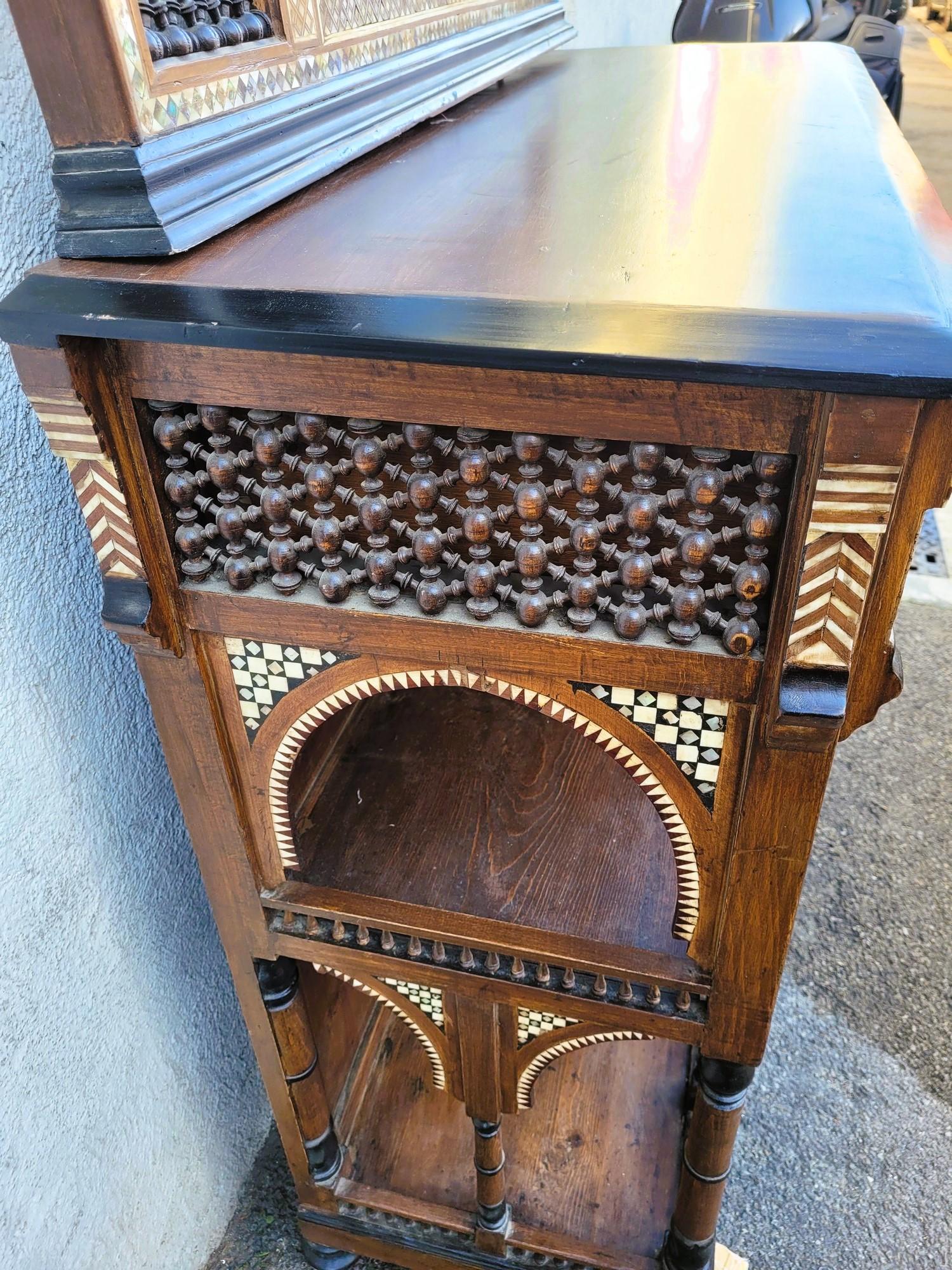 G Parvis, Console + Mirror In Marquetry, 19th Century For Sale 6