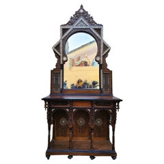 Antique G Parvis, Console + Mirror In Marquetry, 19th Century