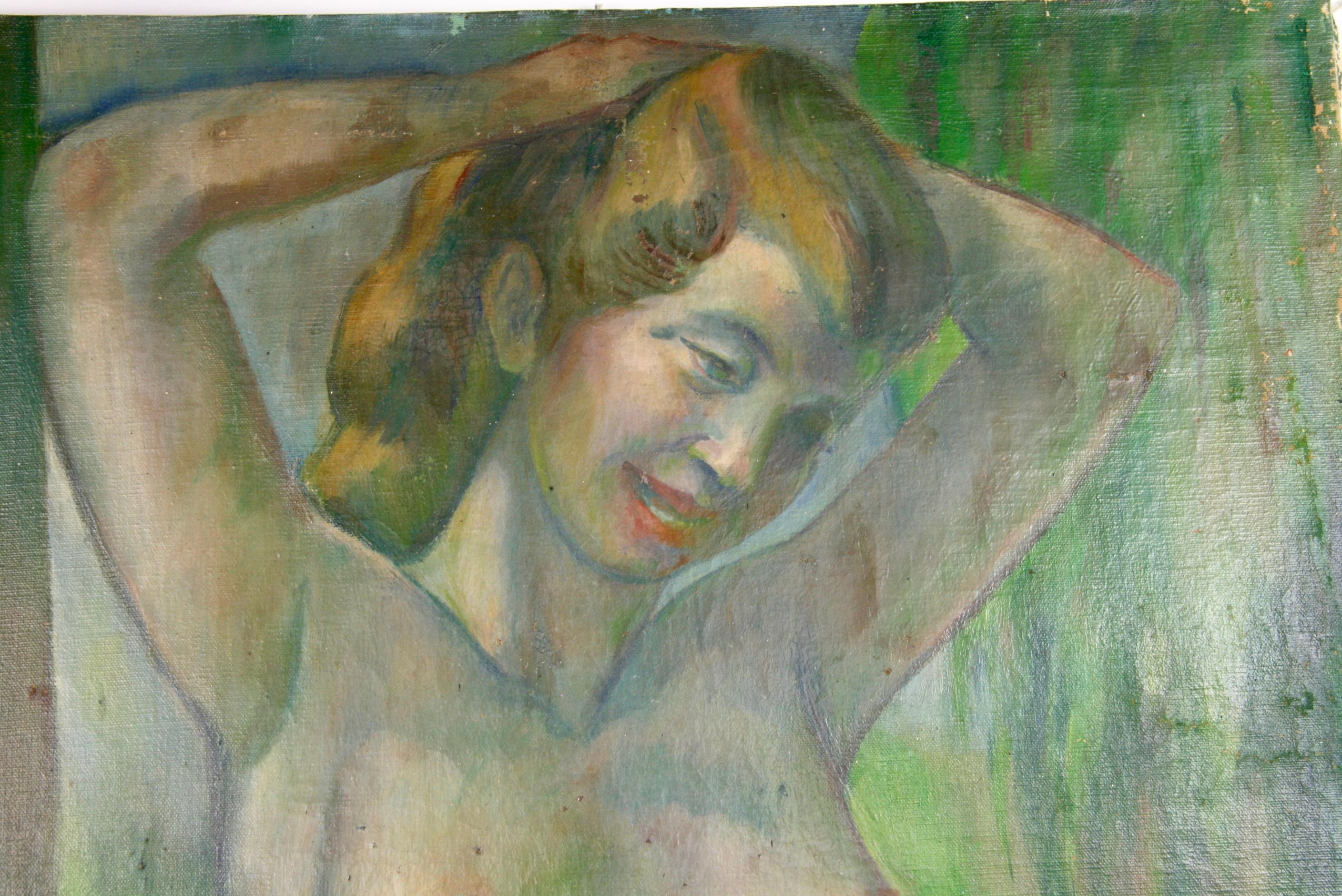 3901 Posing Nude  a 1940's oil on canvas
Signed Pascal La Rocca
Unframed
Some losses to paint.