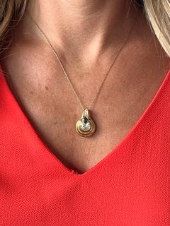 G. Petochi 2.5 Carat European Diamond Sapphire 18k Tri Tone Gold Pendant