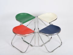 G. Piretti Set of 4 "Pluff" Folding Stools Chairs, Anonima Castelli Italy 1960s