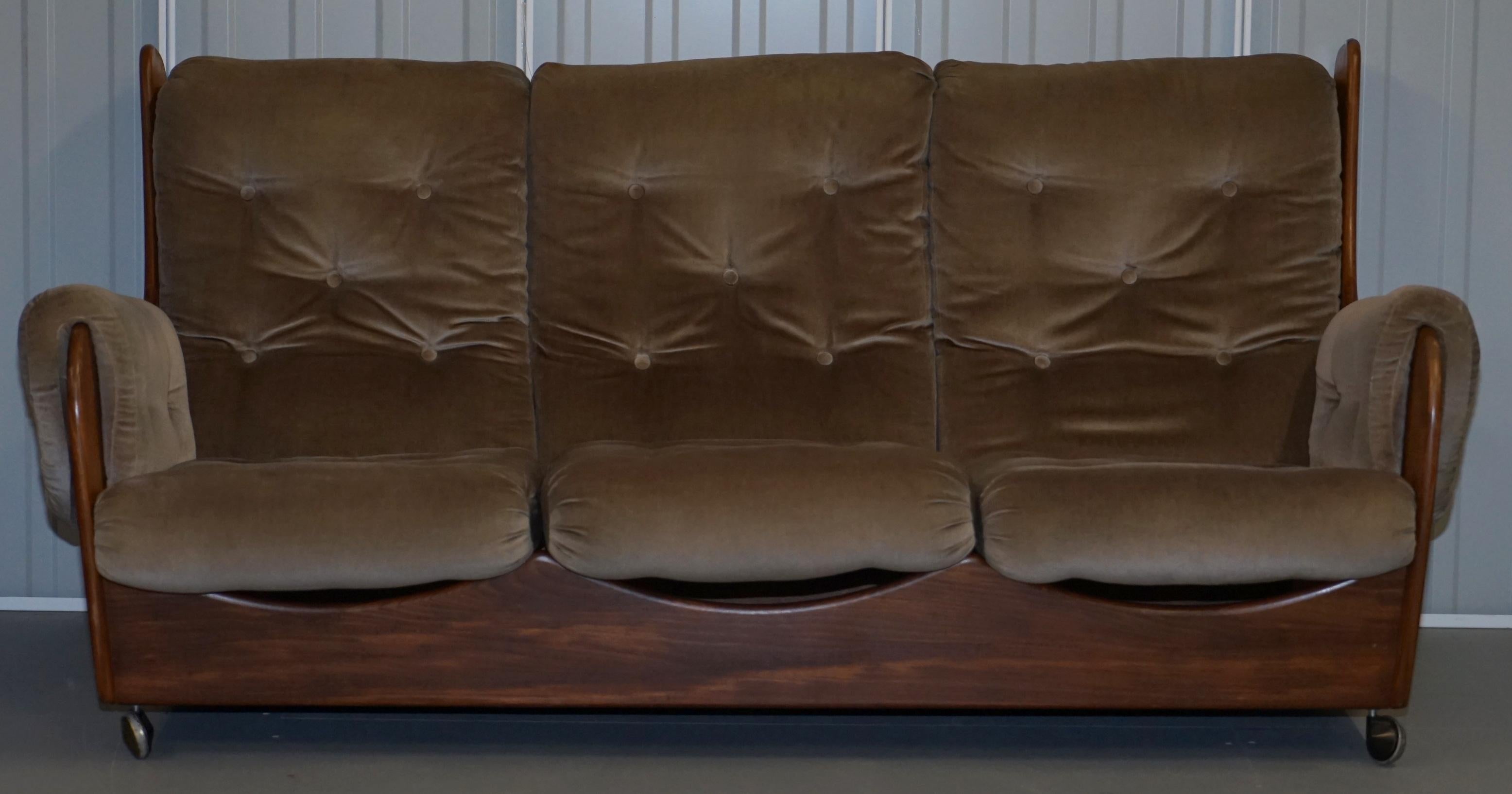 G Plan 1960s Saddle Three-Piece Suite Original Upholstery Solid Teak Frames 4