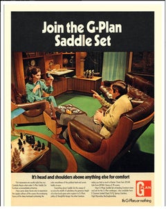 G Plan 1960s Saddle Three-Piece Suite Original Upholstery Solid Teak Frames