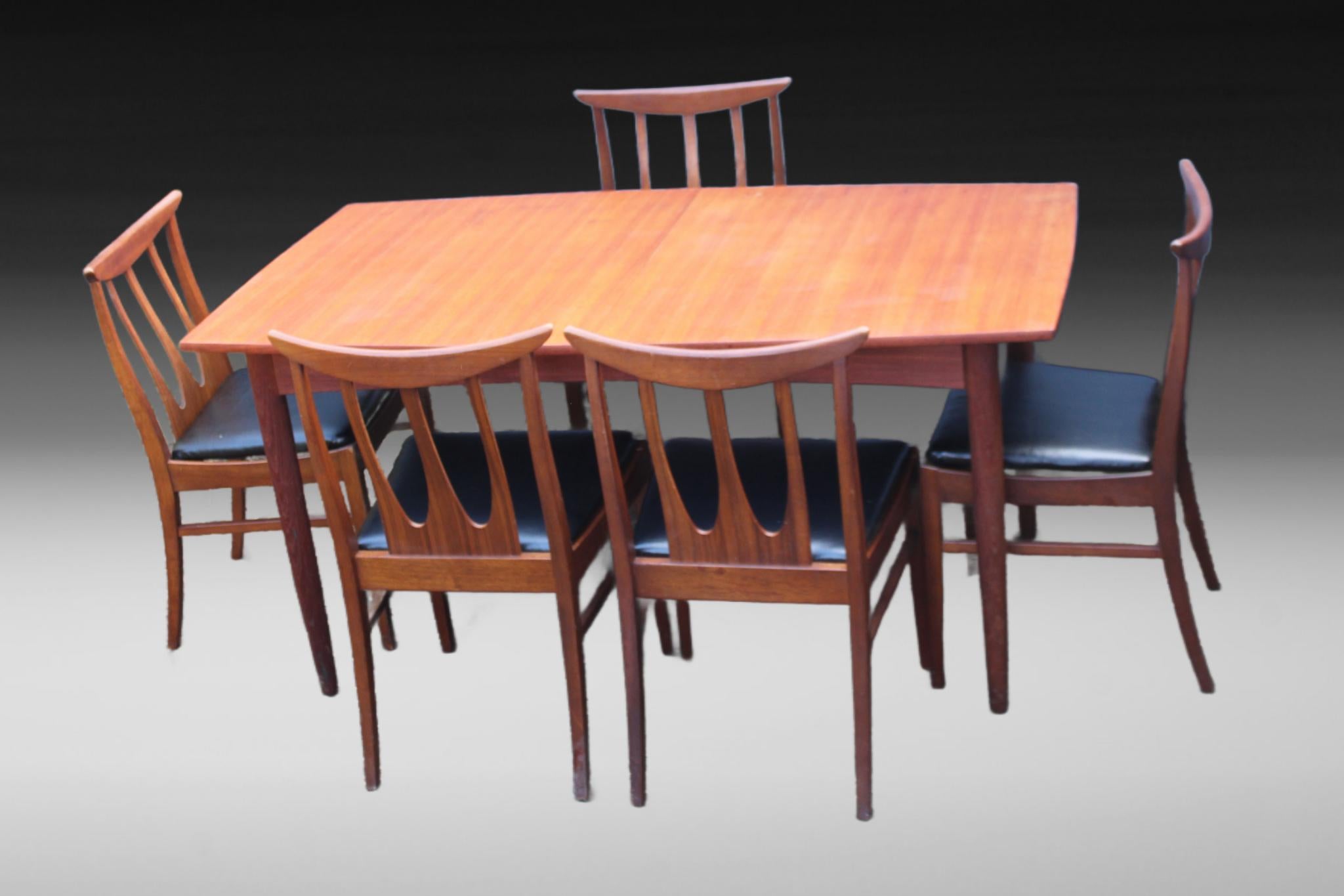 Varnished G Plan Brasilia Chairs and Younger Dining Table For Sale
