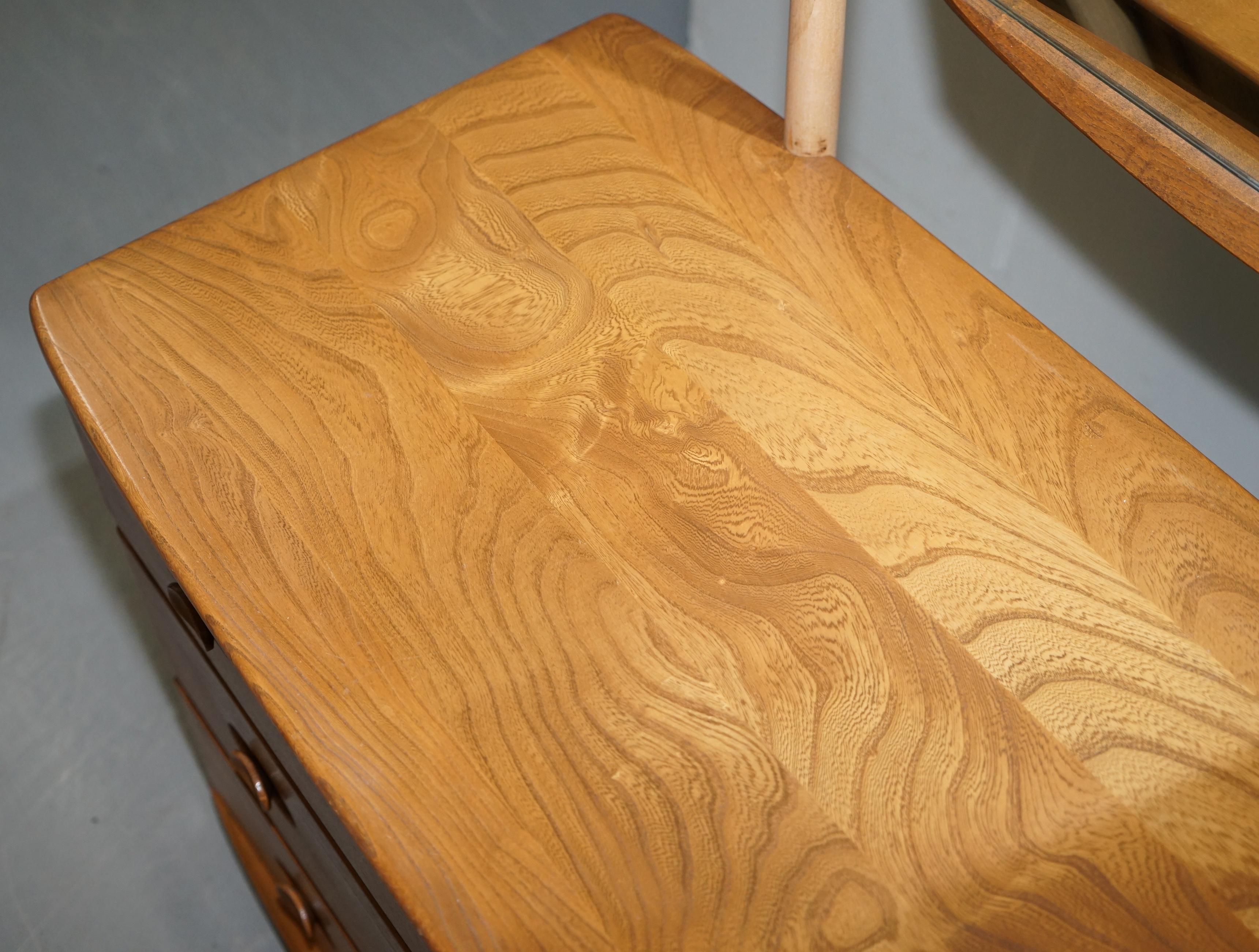 Hand-Crafted G Plan Ercol Windsor Elm Blond Wood Chest of Drawers Dressing Table Inc Mirror