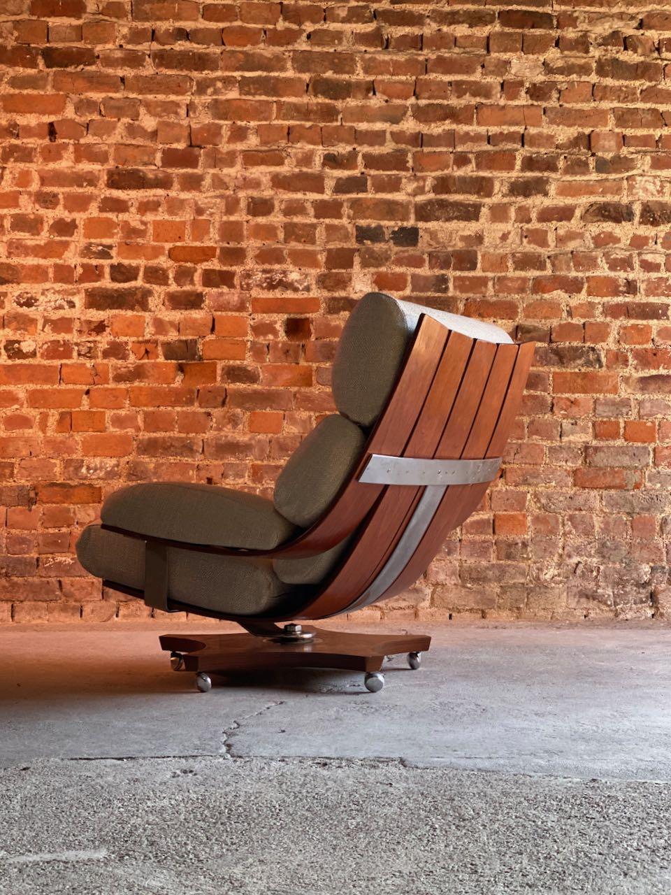 Late 20th Century G Plan Housemaster Chair and Footstool in Teak by K M Wilkins, circa 1970s