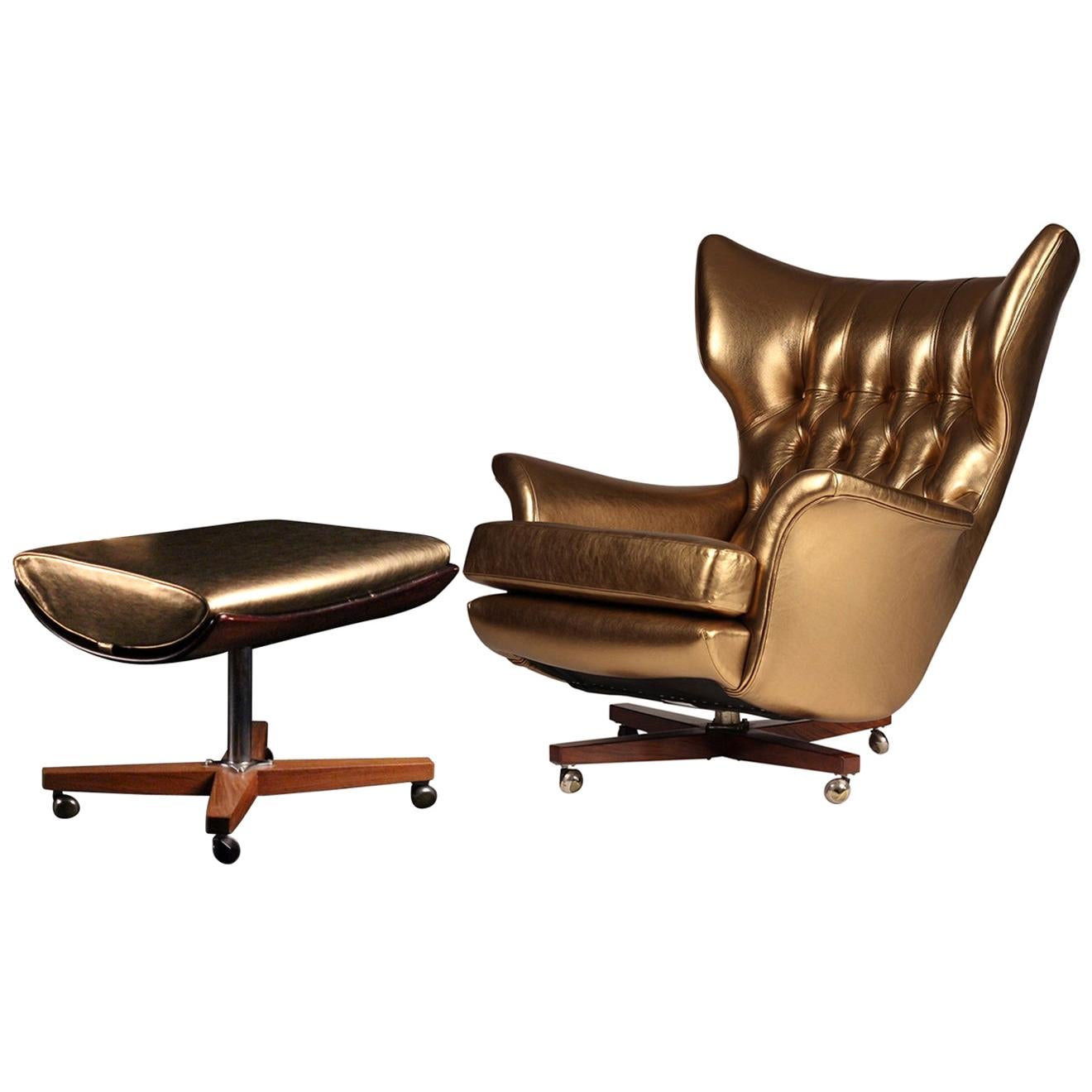 G Plan Lounge Chair and Ottoman Model 62 'Blofeld' For Sale