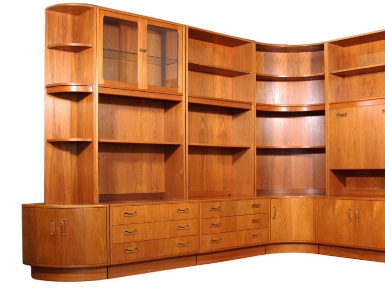 G Plan Midcentury Free Standing Teak Wall Unit For Sale at 1stDibs