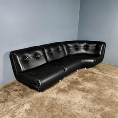 G Plan Modular Corner Sofa/Chair Black Faux Leather Mid Century Vintage Retro