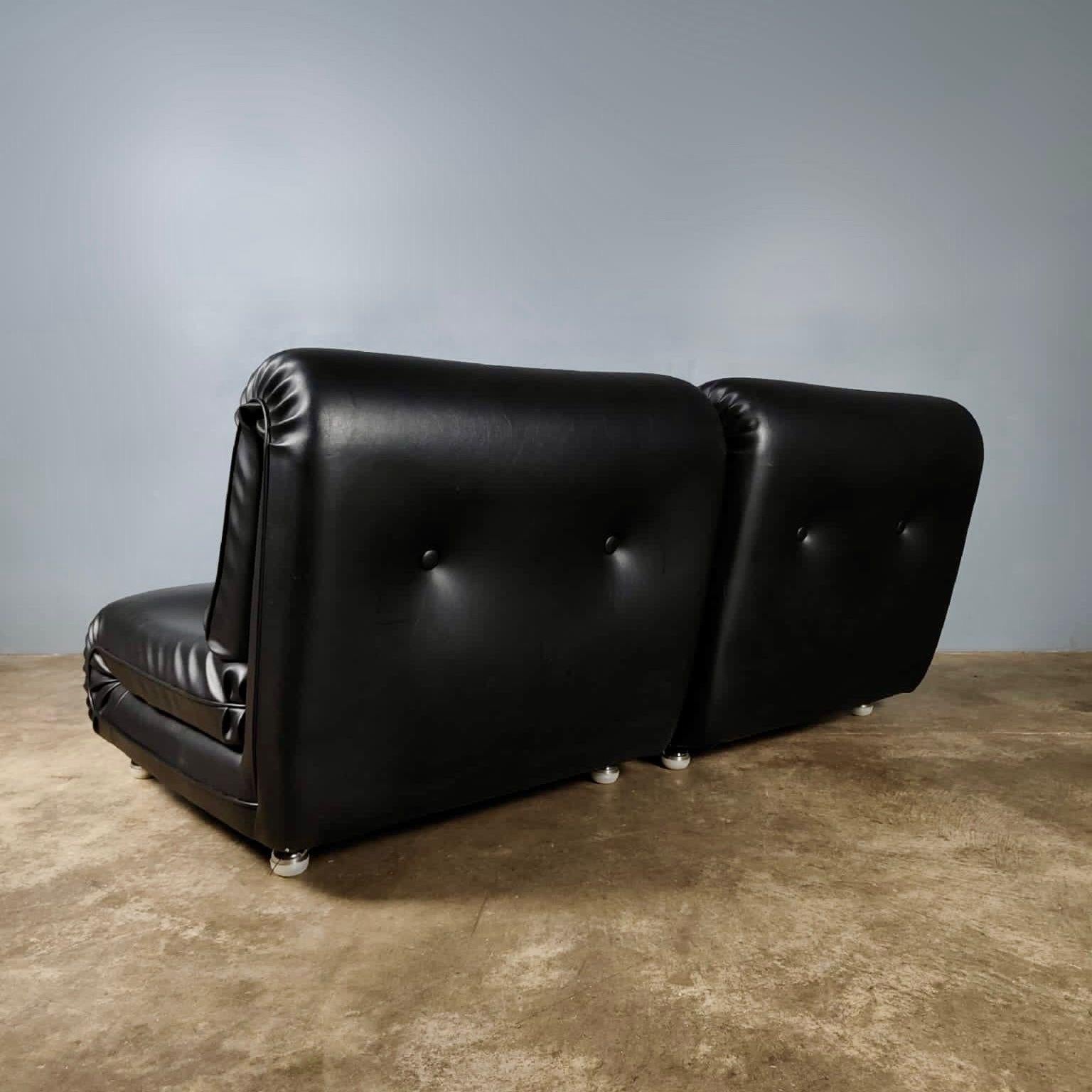 G Plan Modular Corner Sofa/Chair Black Faux Leather Mid Century Vintage Retro 1