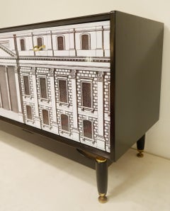 G Plan Sideboard Bi-Folding Doors Fornasetti Restyled