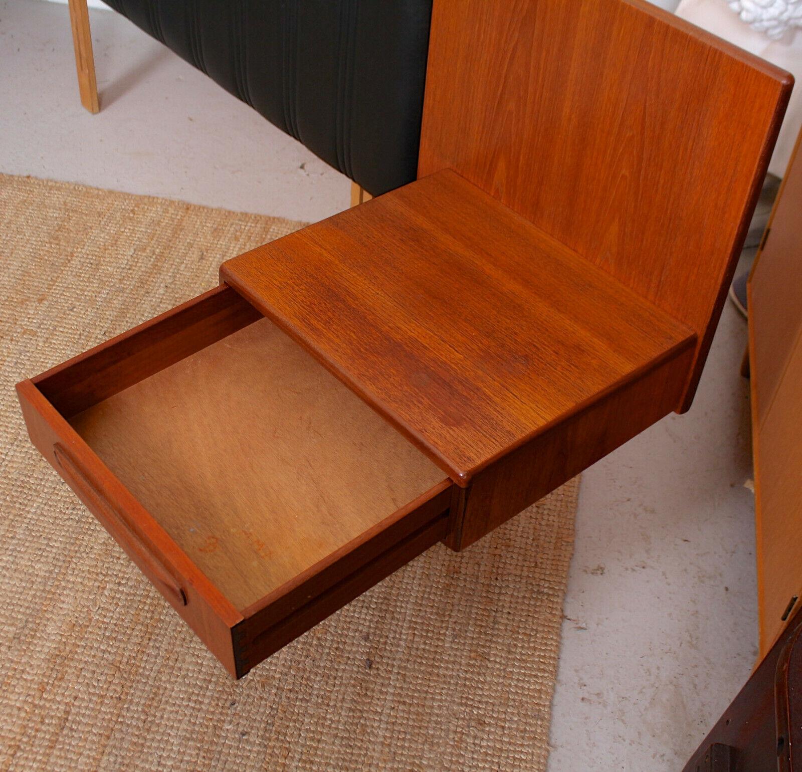 20th Century G Plan Teak Continental Headboard Retro Vintage Floating Nightstands For Sale