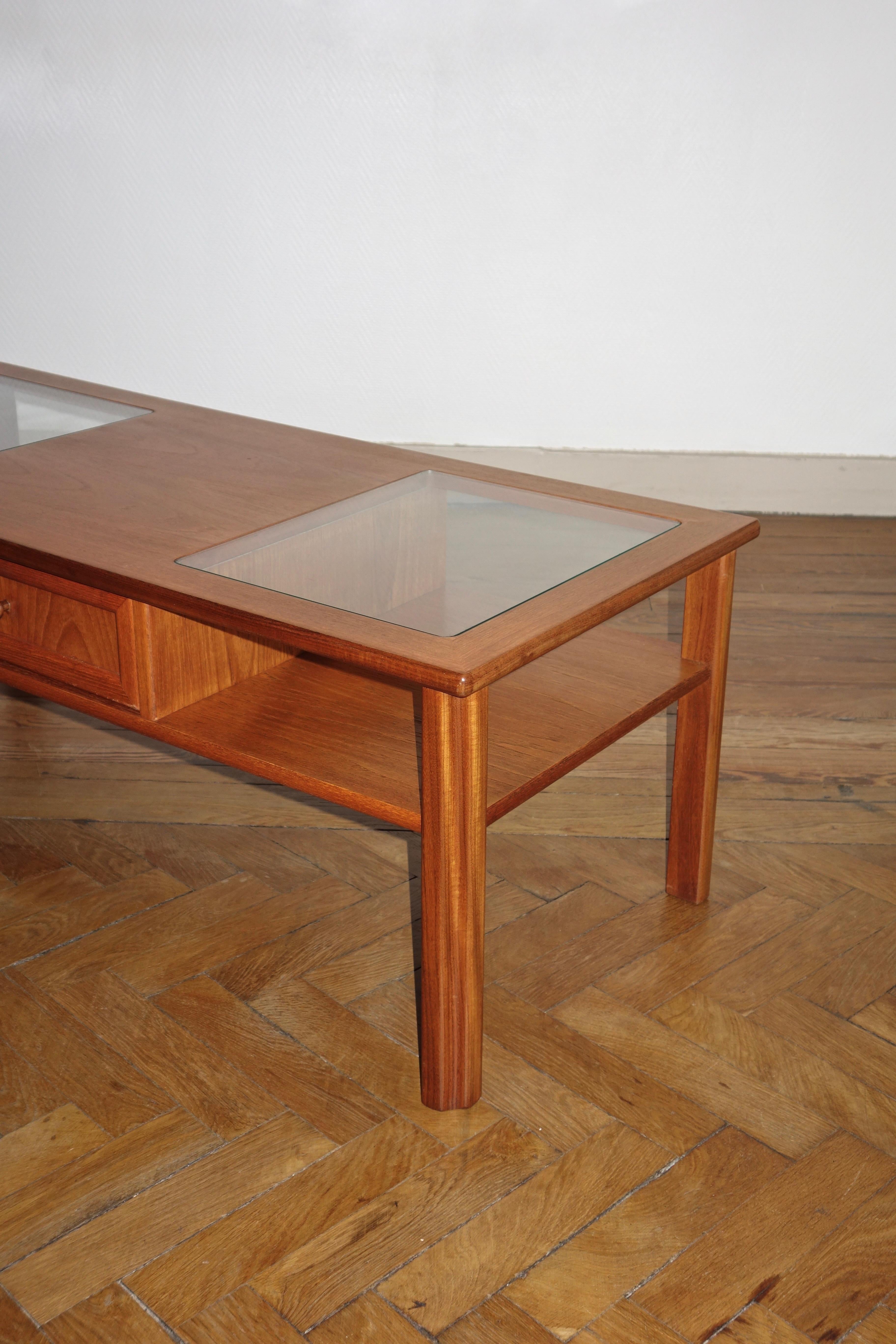 G Plan Teak & Glass Coffee Table, UK 1970s For Sale 1