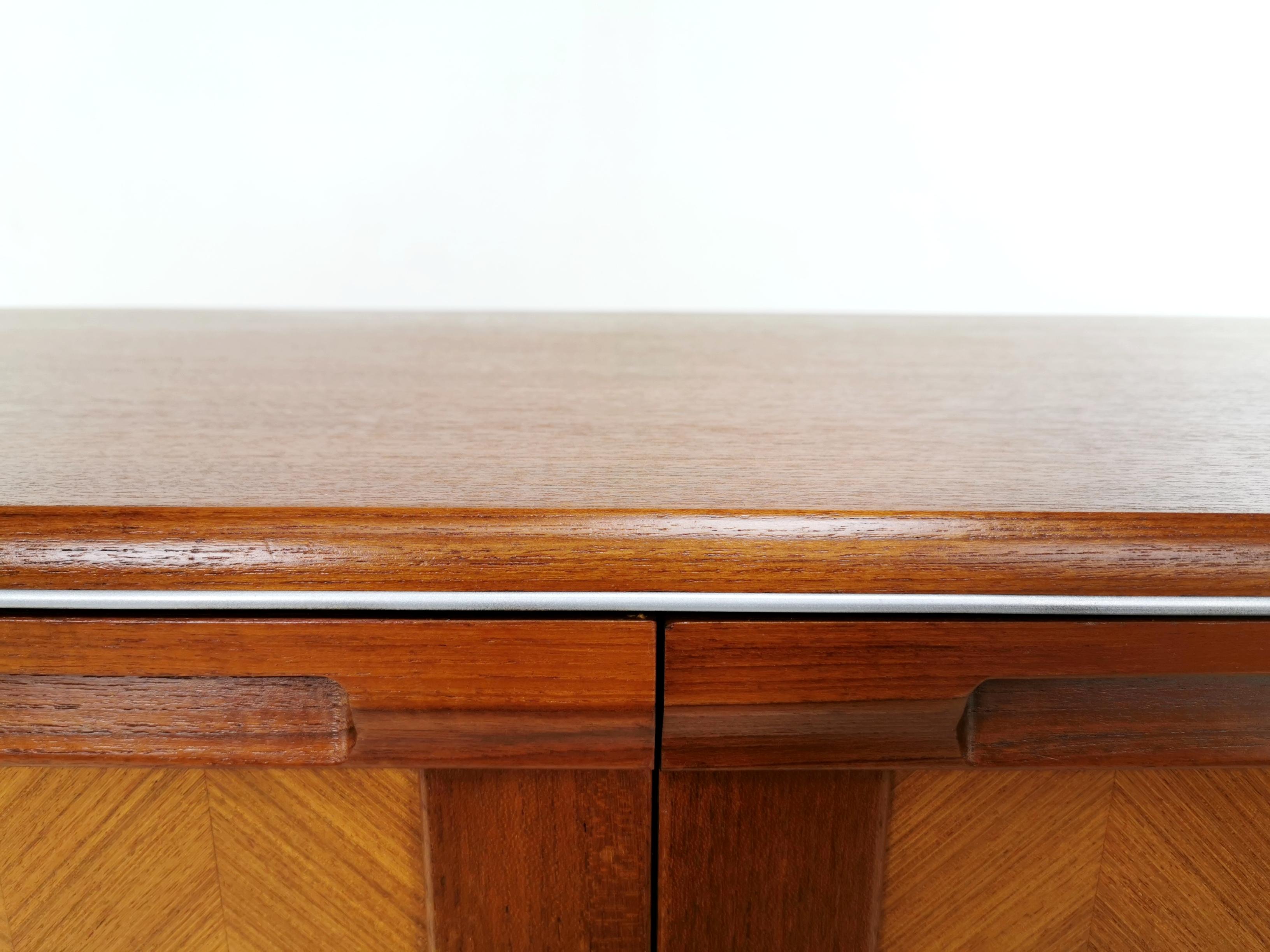British G Plan Teak Herringbone Midcentury Floating Sideboard Vintage For Sale