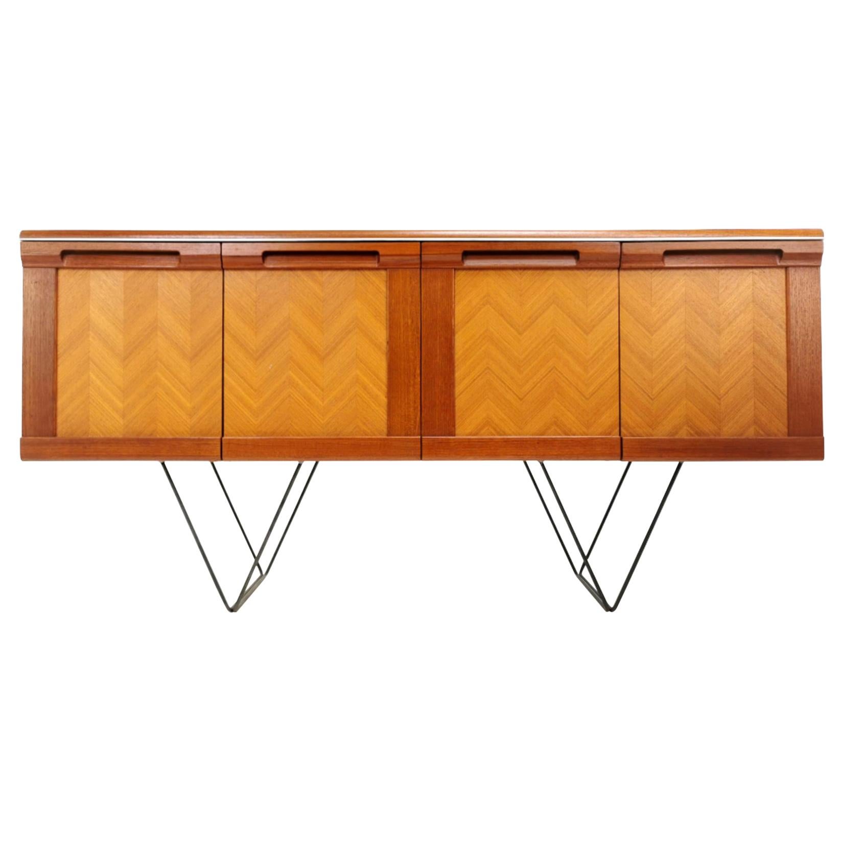 G Plan Teak Herringbone Midcentury Floating Sideboard Vintage