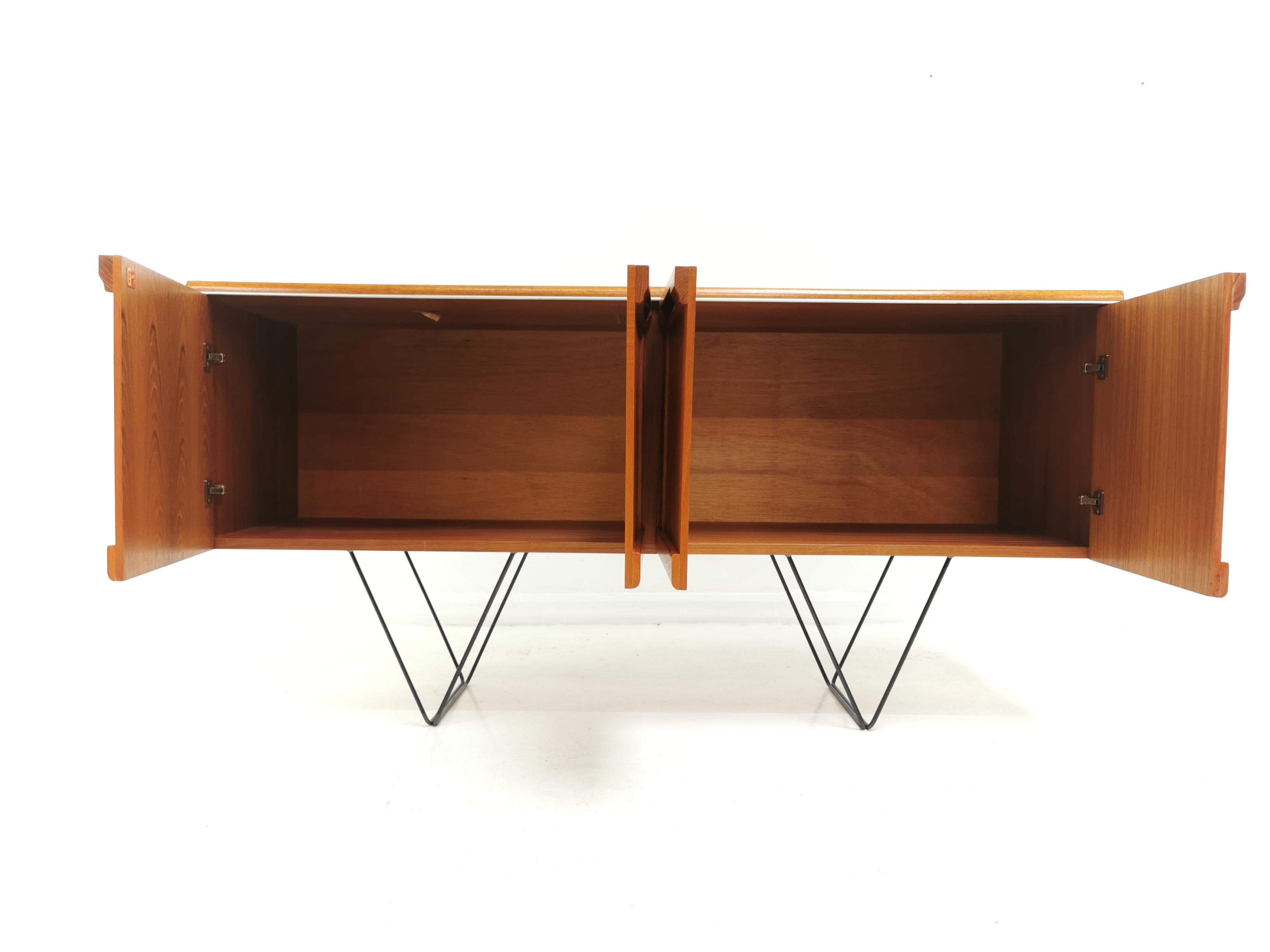 Mid-Century Modern G-Plan Teak Herringbone Midcentury Sideboard Floating Hairpin Legs Vintage