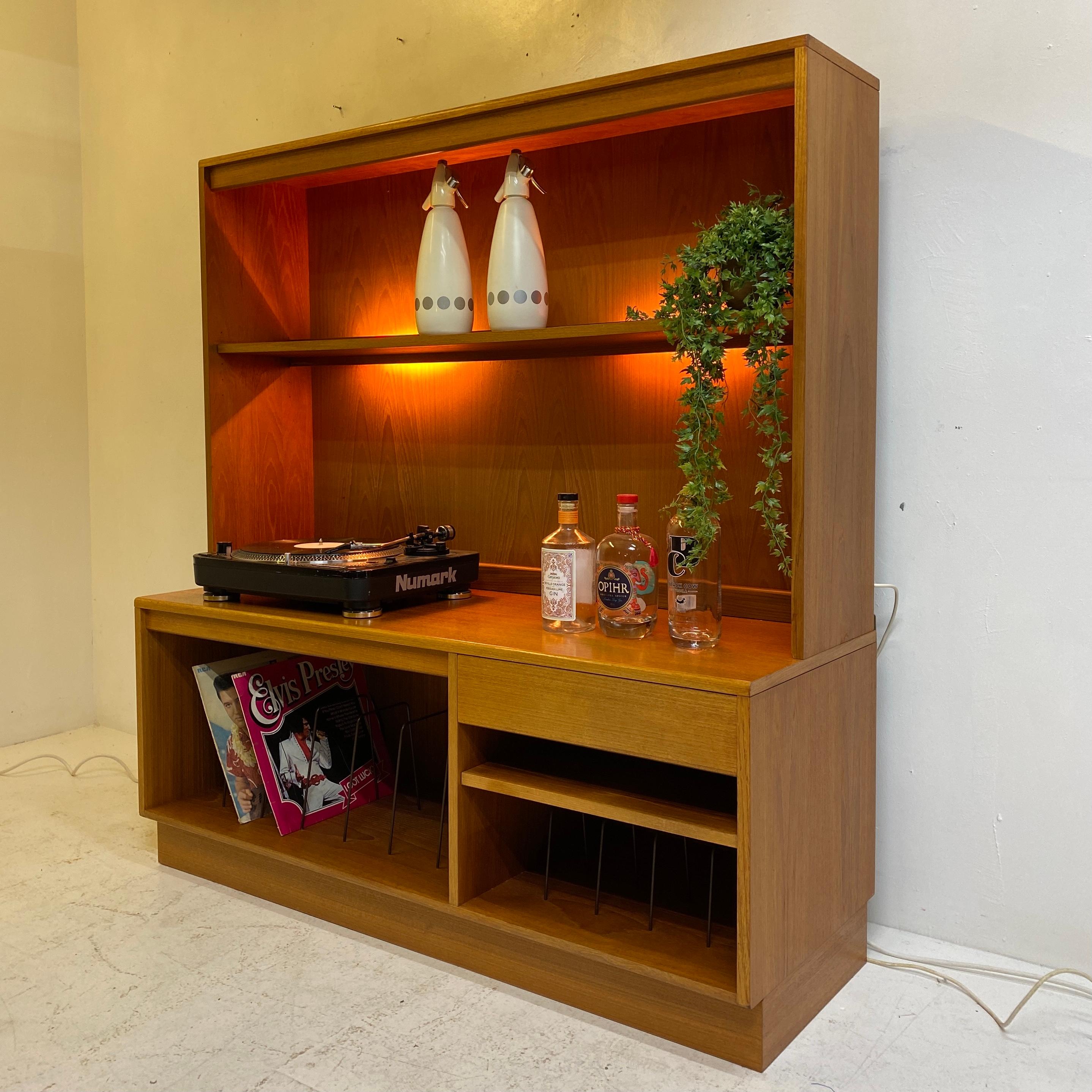 Mid-Century Modern G Plan Wall Unit Decks & Vinyl Cabinet