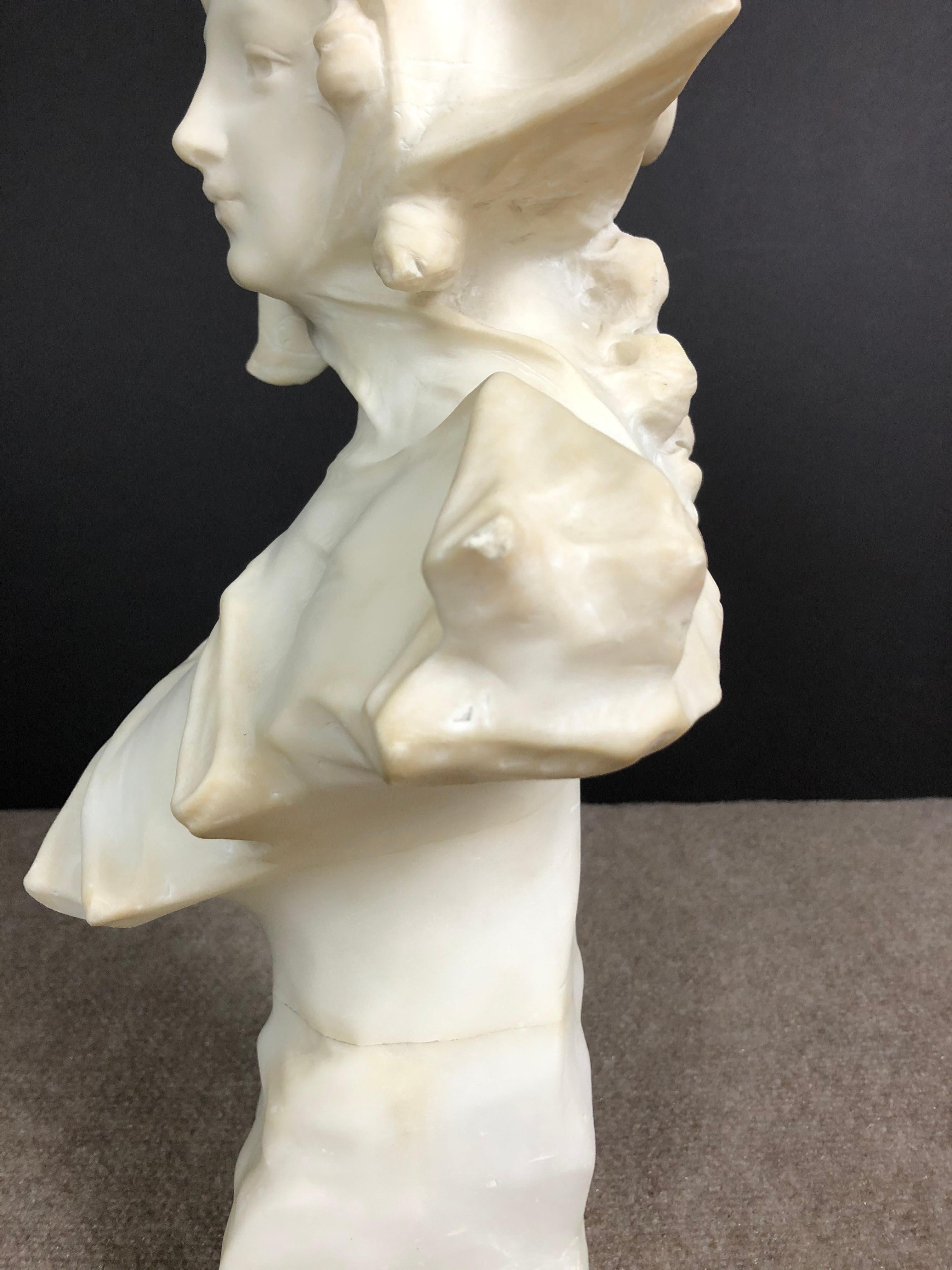 G. Pochini Italian Alabaster Bust of Young Girl 8