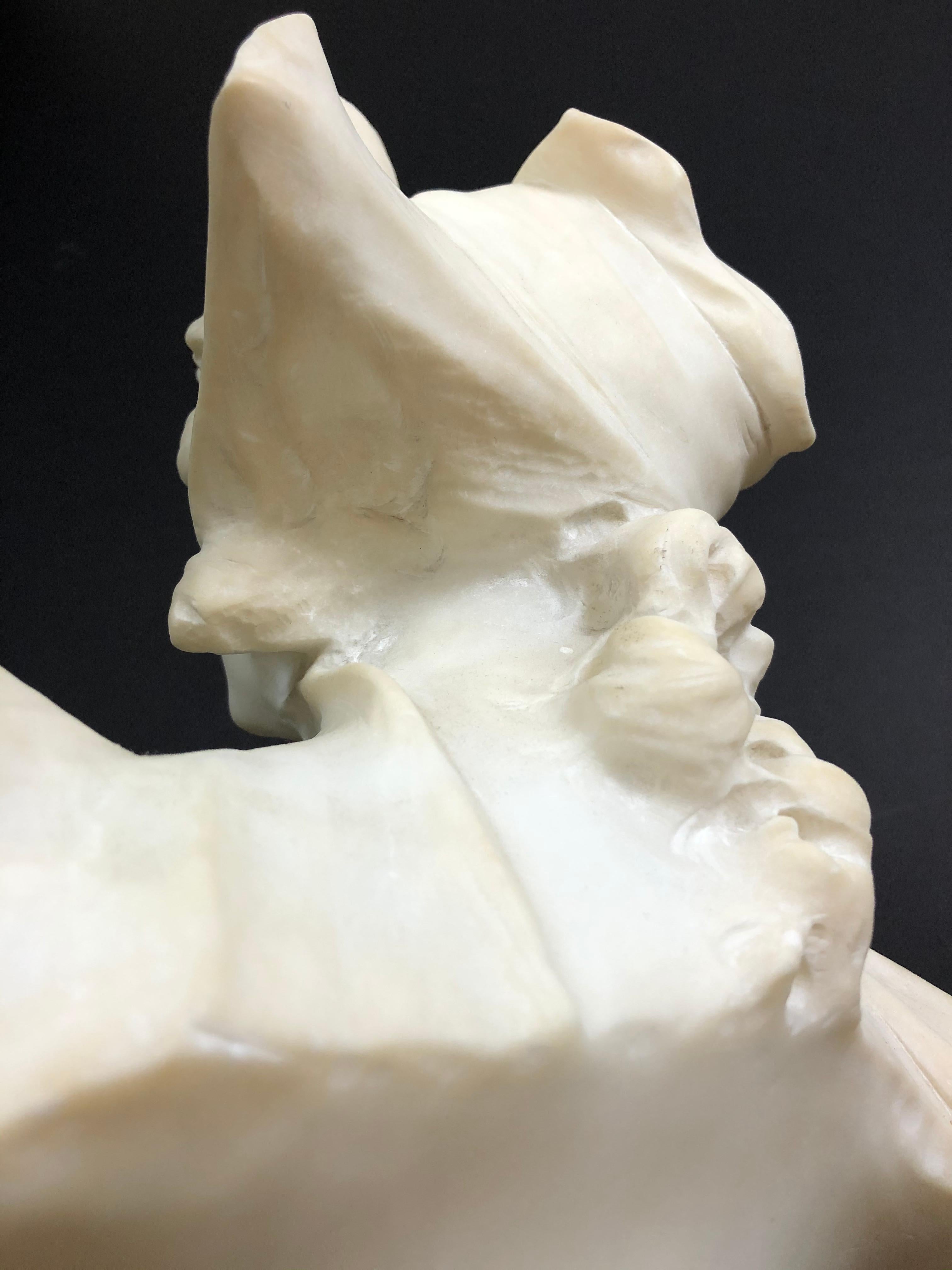 G. Pochini Italian Alabaster Bust of Young Girl 9