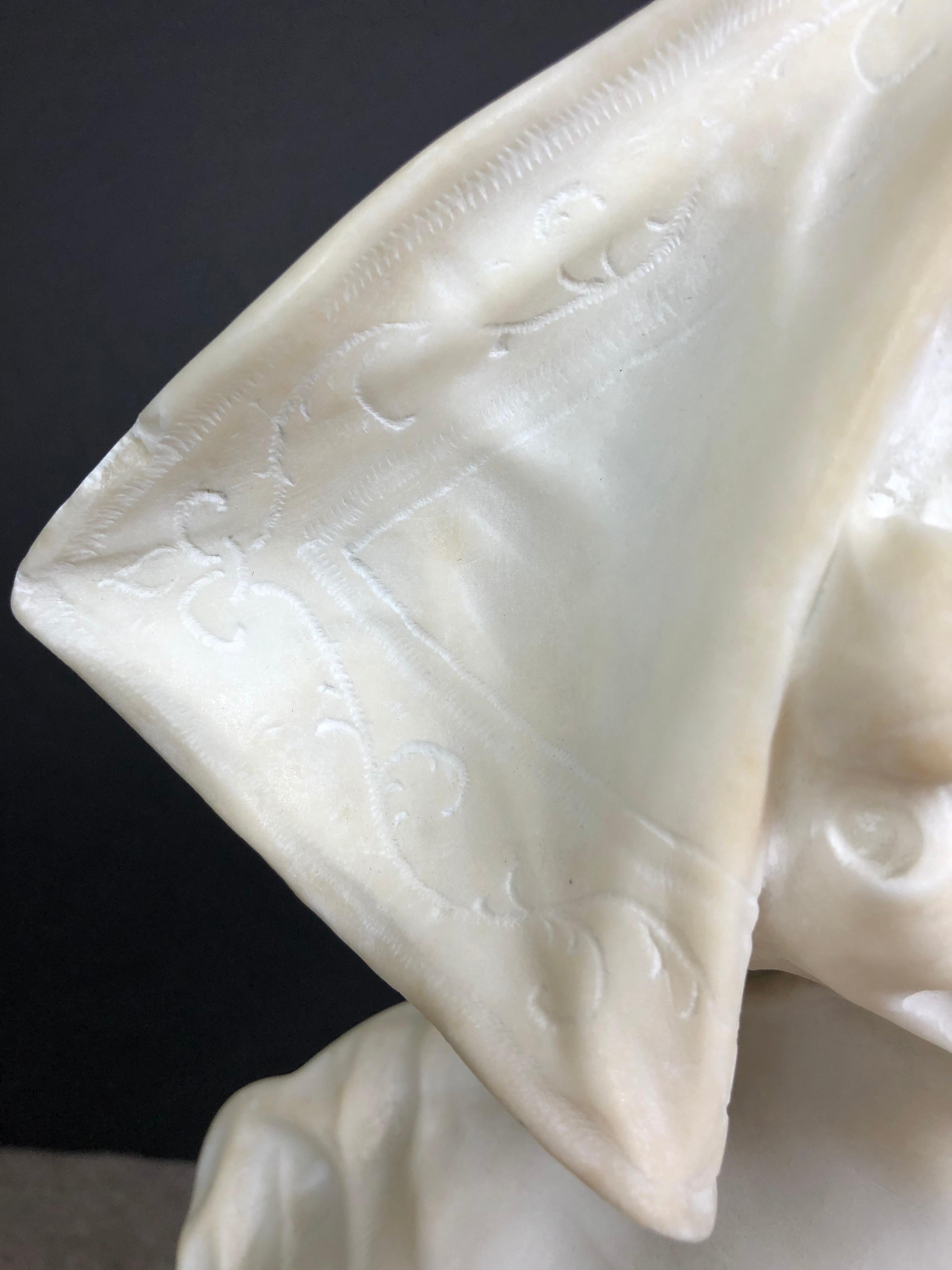 G. Pochini Italian Alabaster Bust of Young Girl 1