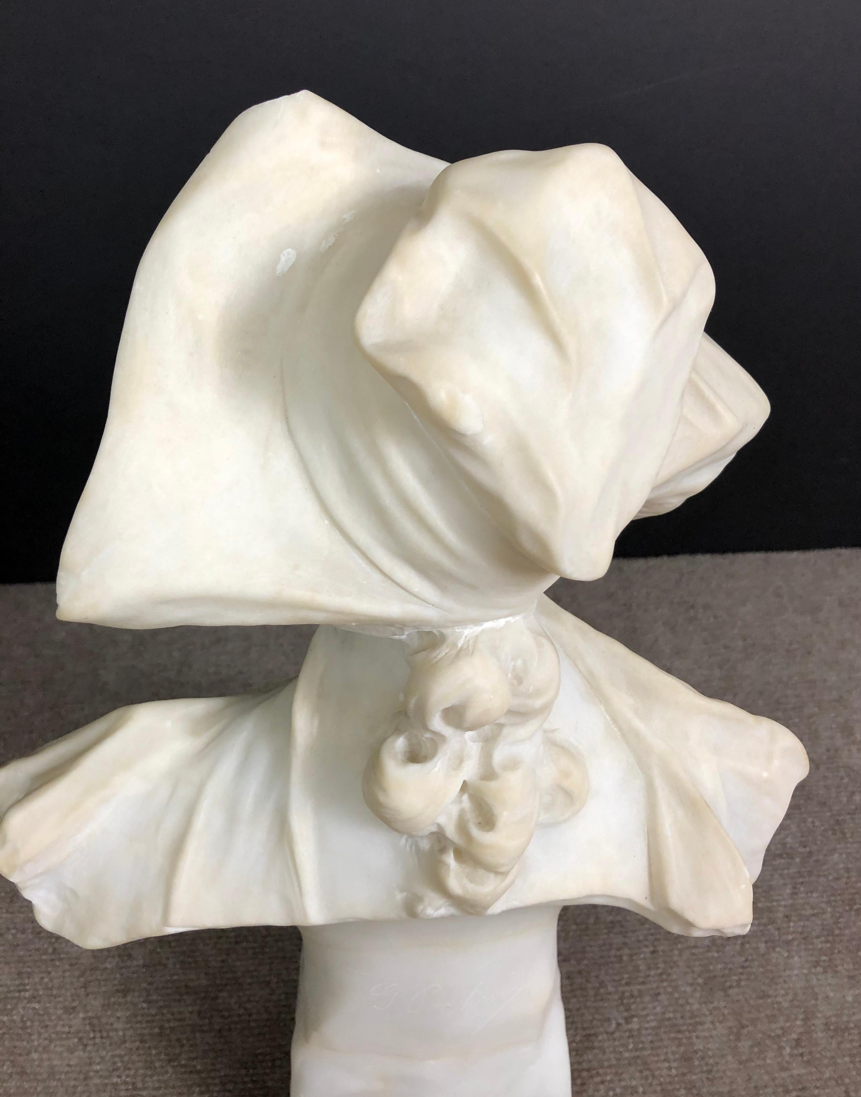 G. Pochini Italian Alabaster Bust of Young Girl 2