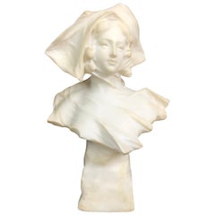 G. Pochini Italian Alabaster Bust of Young Girl