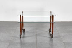 G. Ponti (attr.) pour la table basse sur roulettes en Wood Wood et Glass, Italie, années 1940