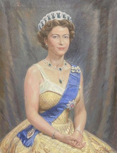 Her Majesty Queen Elizabeth II, Original Portrait Oil Painting, framed & signed