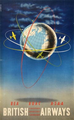 Original Vintage Travel Poster British European Overseas South American Airways 