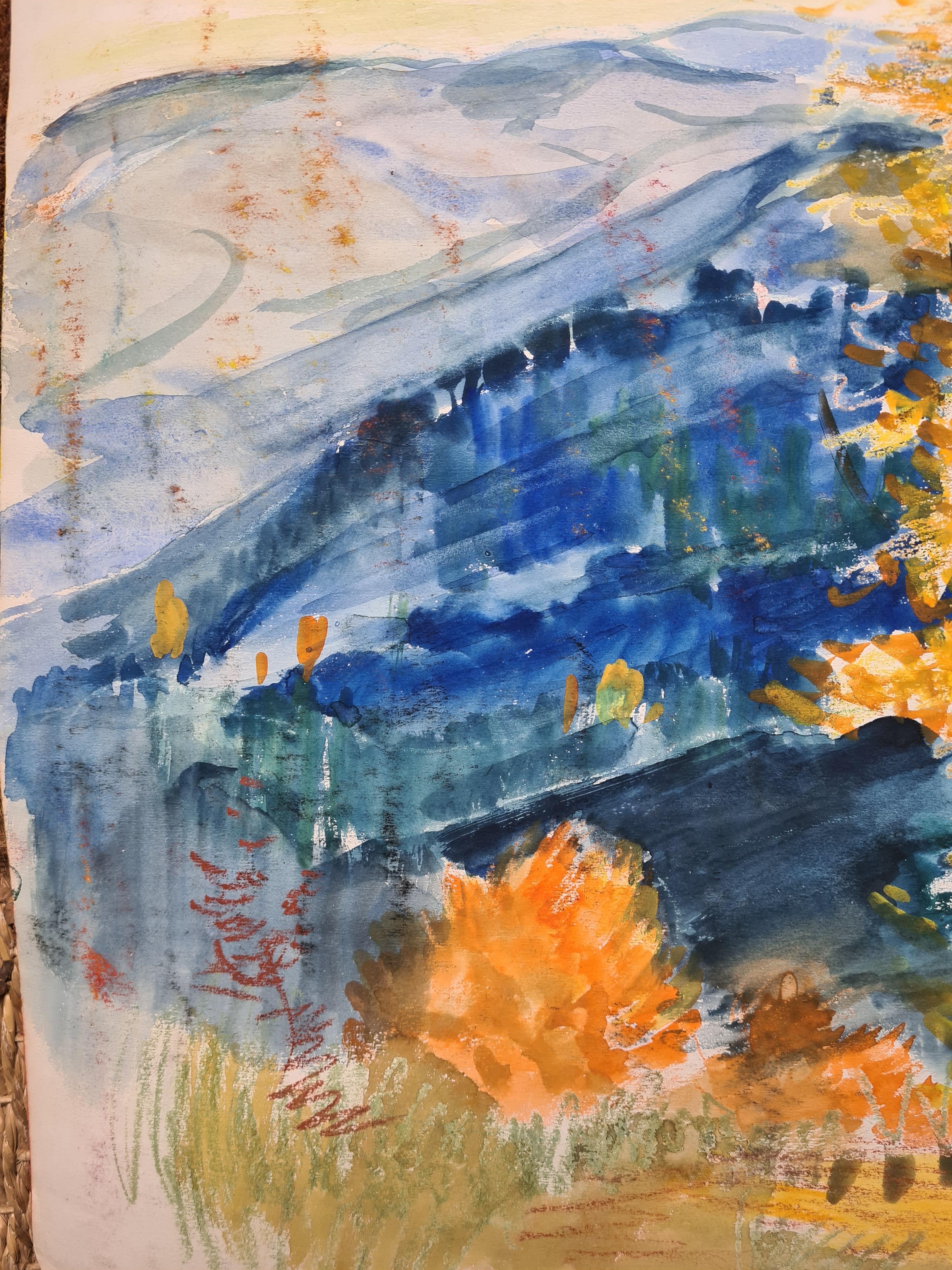 Paisaje Fauvista de Campos de Color, Hojas de Otoño. - Painting de G Ricard