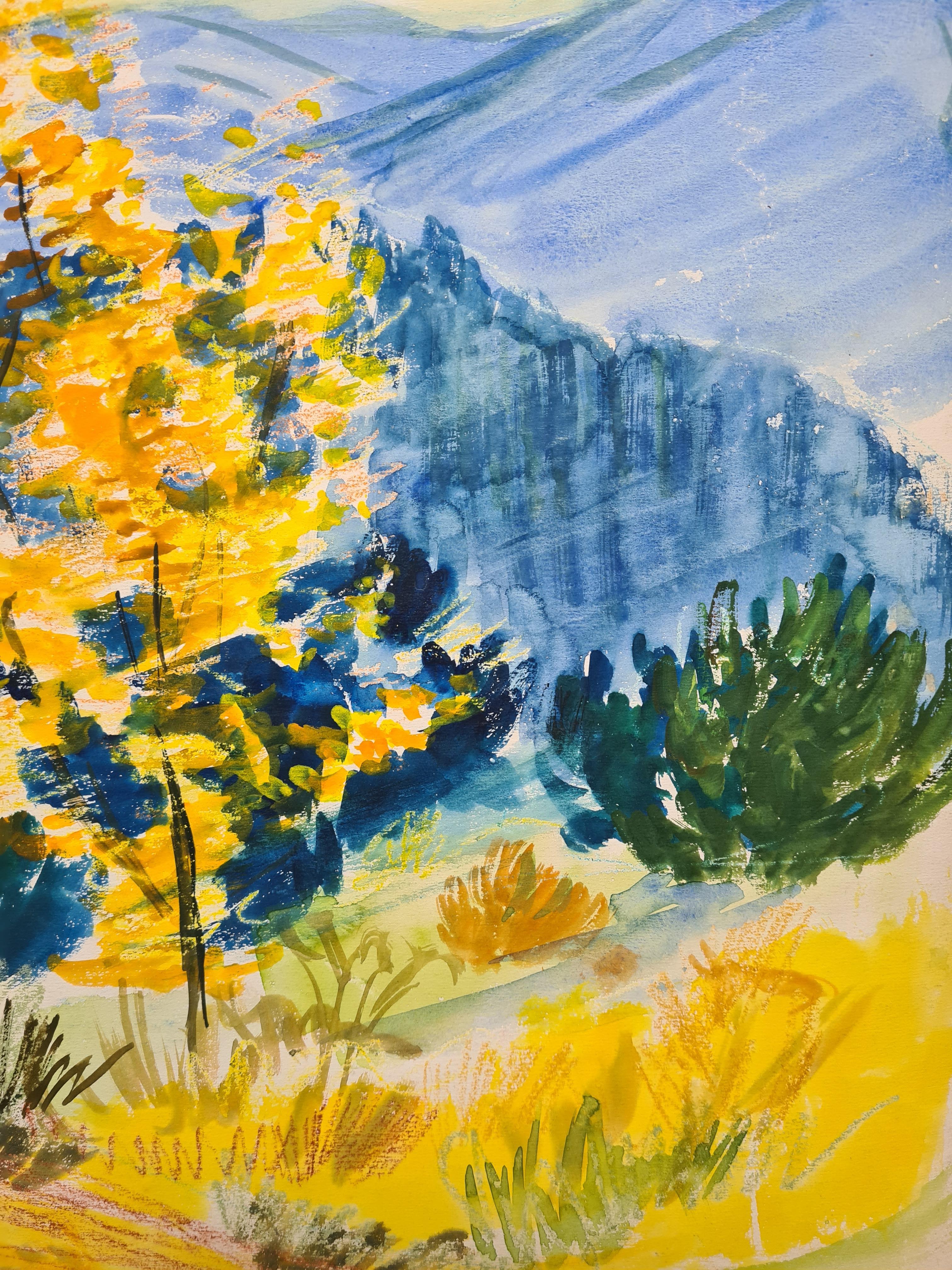 Paisaje Fauvista de Campos de Color, Hojas de Otoño. - Landscape Painting Gris de G Ricard