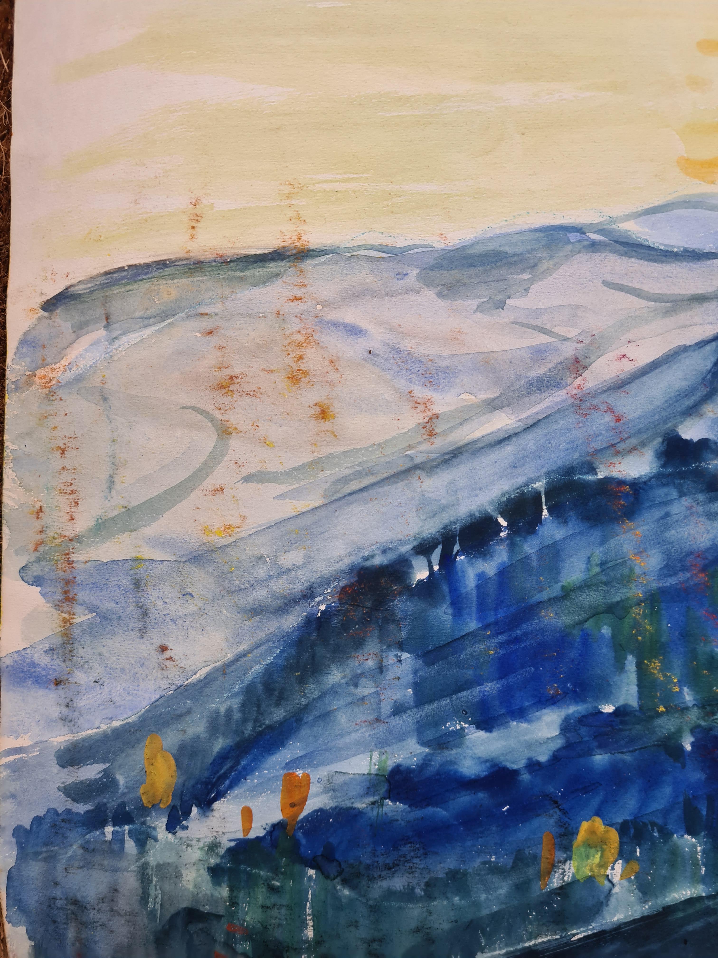 Un paisaje francés fauvista de Color-Field gouache y tiza sobre papel de G Ricard. El cuadro no está firmado, pero se adquirió en el taller del artista. Hay otro cuadro de un paisaje abstracto al dorso del papel, ver foto.

Una encantadora y