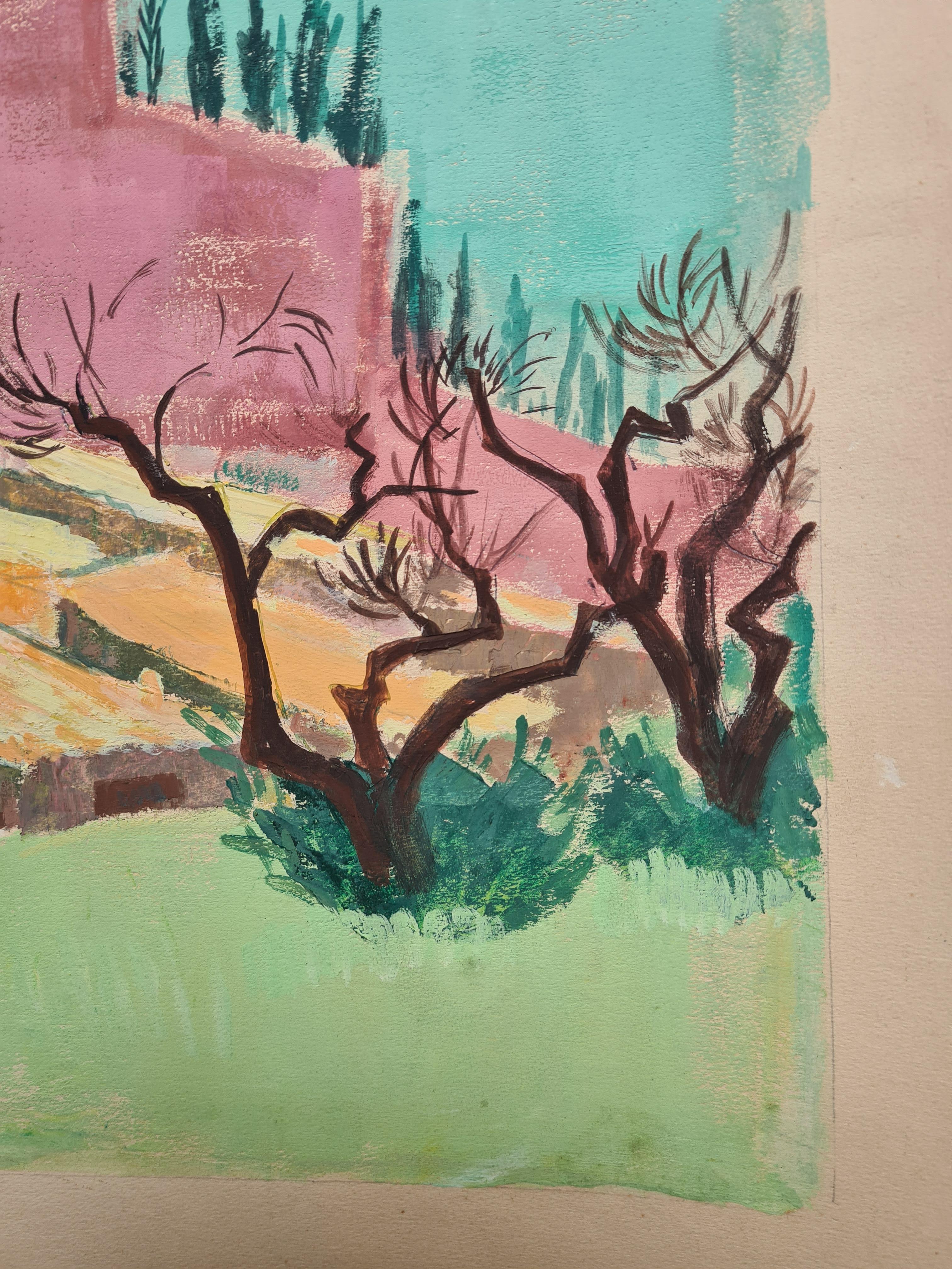 Paesaggio a campi di colore fauvista, Les Baux de Provence in vendita 1