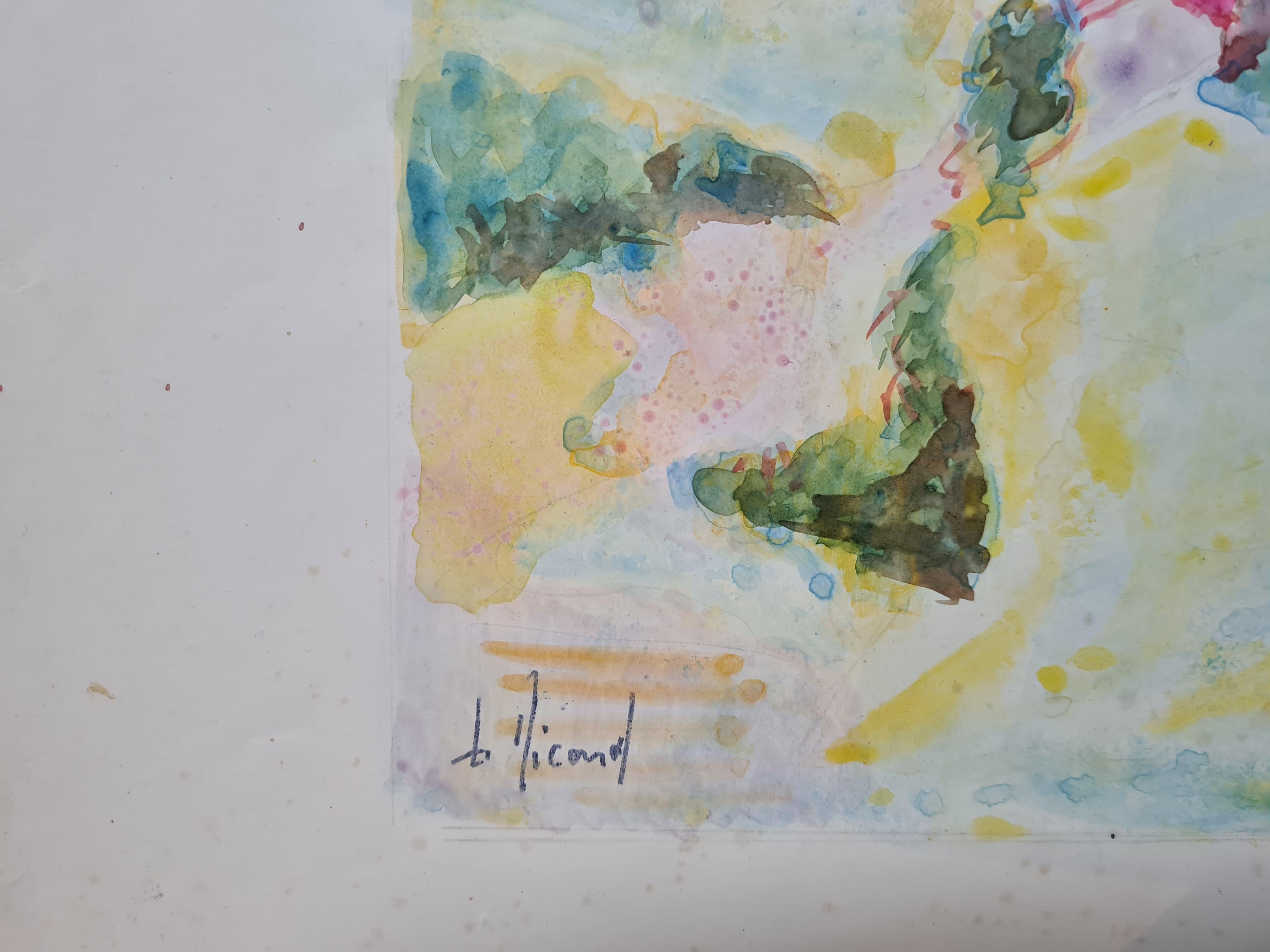 Paisaje impresionista, Les Alpilles en Provence, Hommage à Yves Brayer - Painting de G Ricard